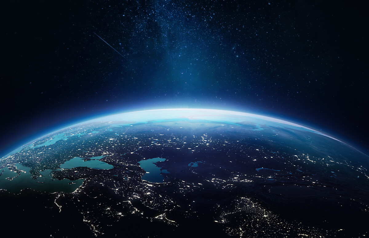 Fotobehang nachtelijk grondoppervlak