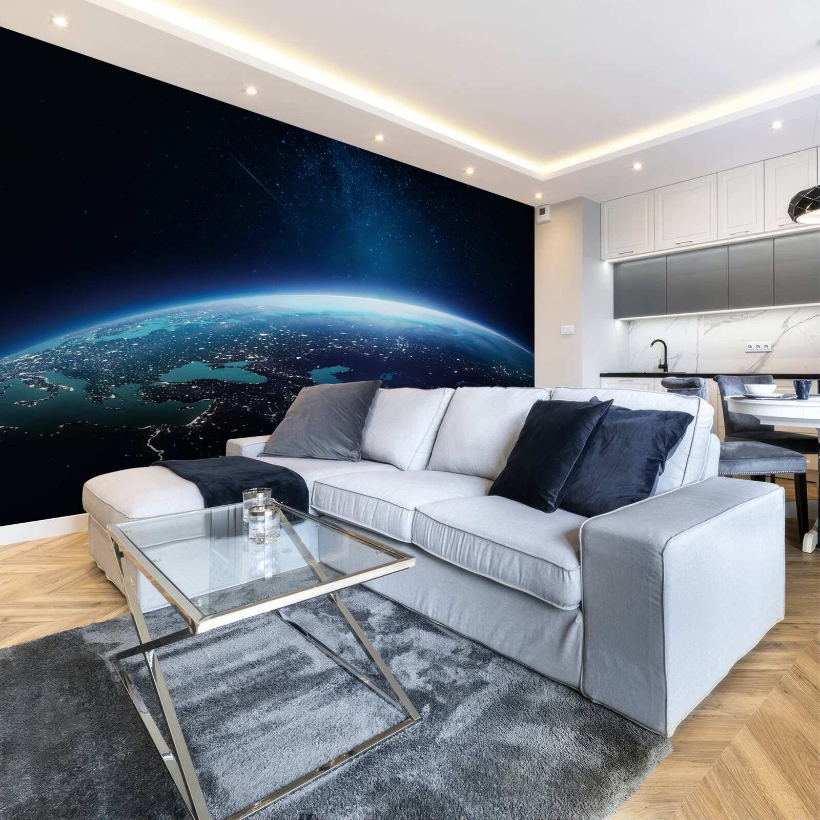 Fotobehang nachtelijk grondoppervlak