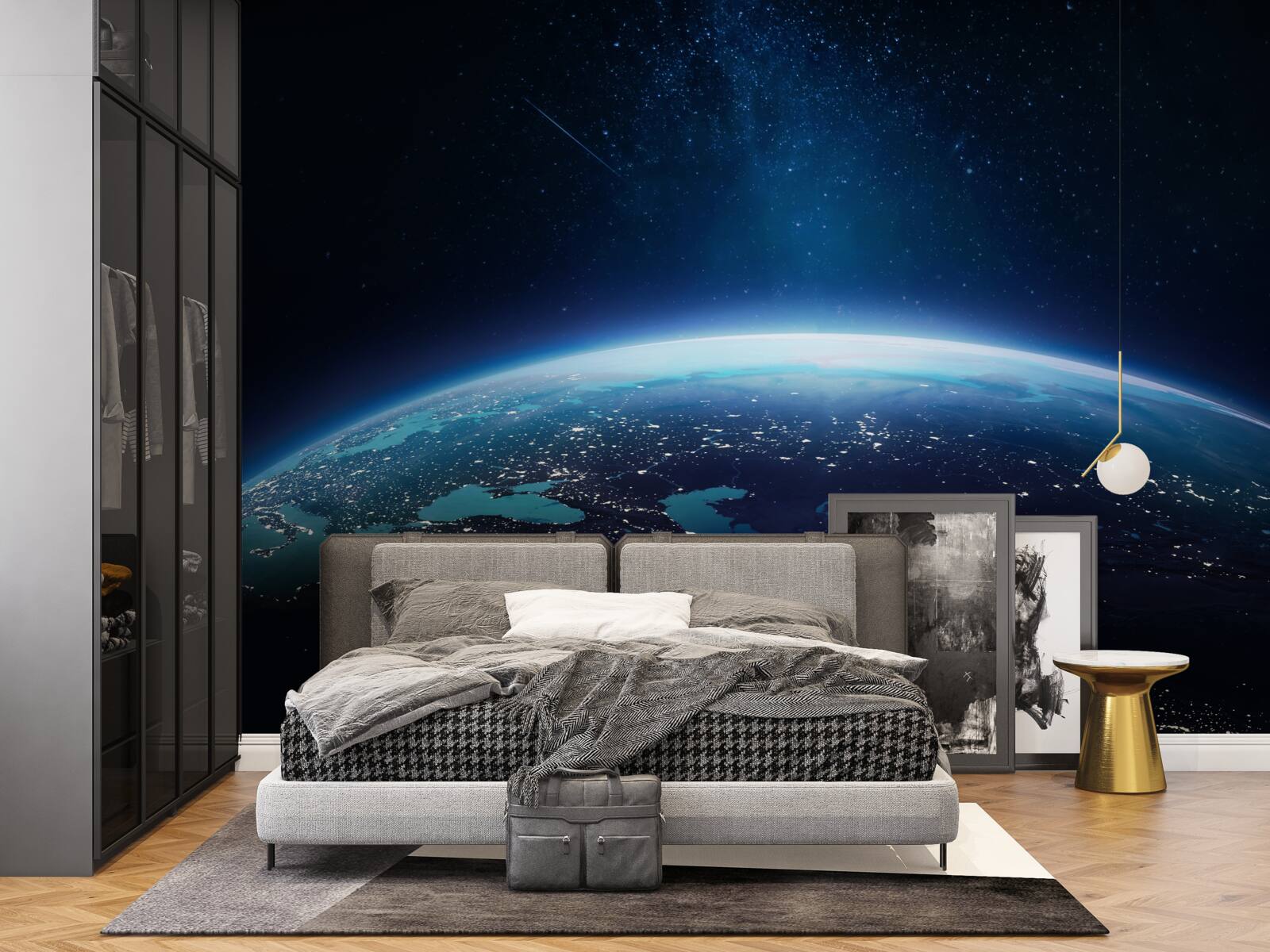 Fotobehang nachtelijk grondoppervlak