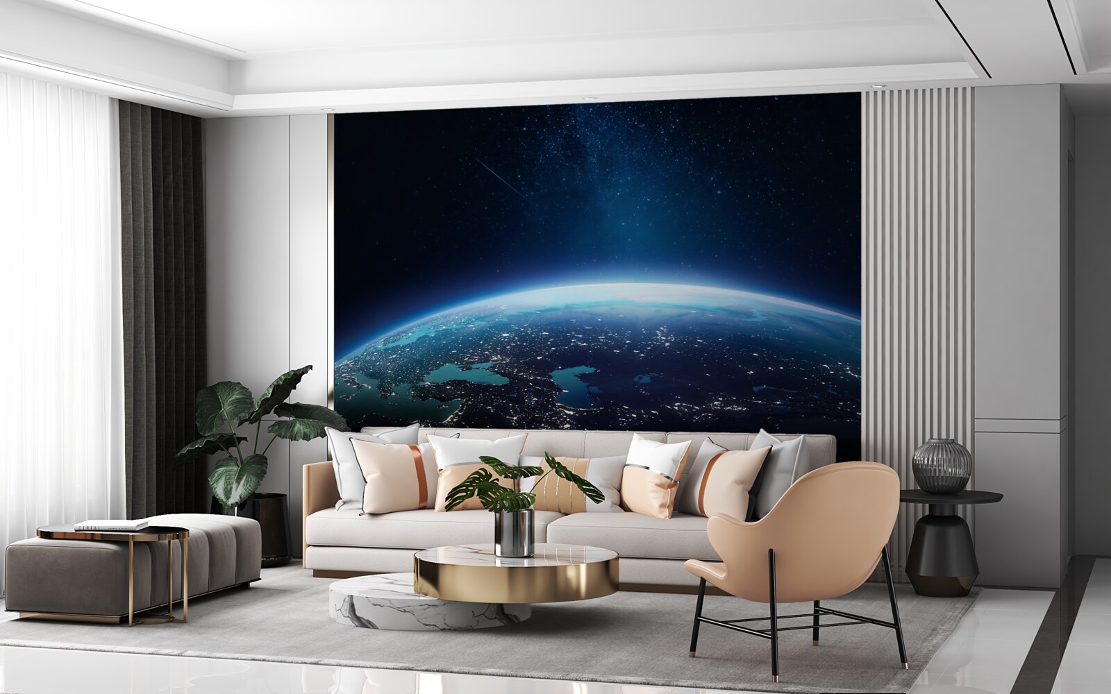 Fotobehang nachtelijk grondoppervlak