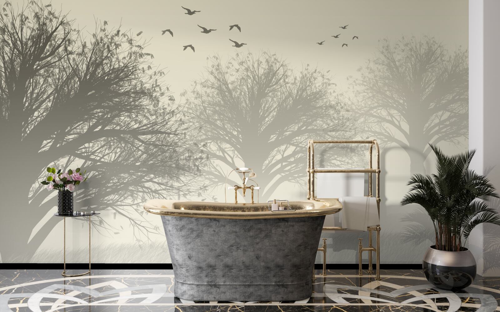 Fotobehang vogels vliegen weg voor de winter