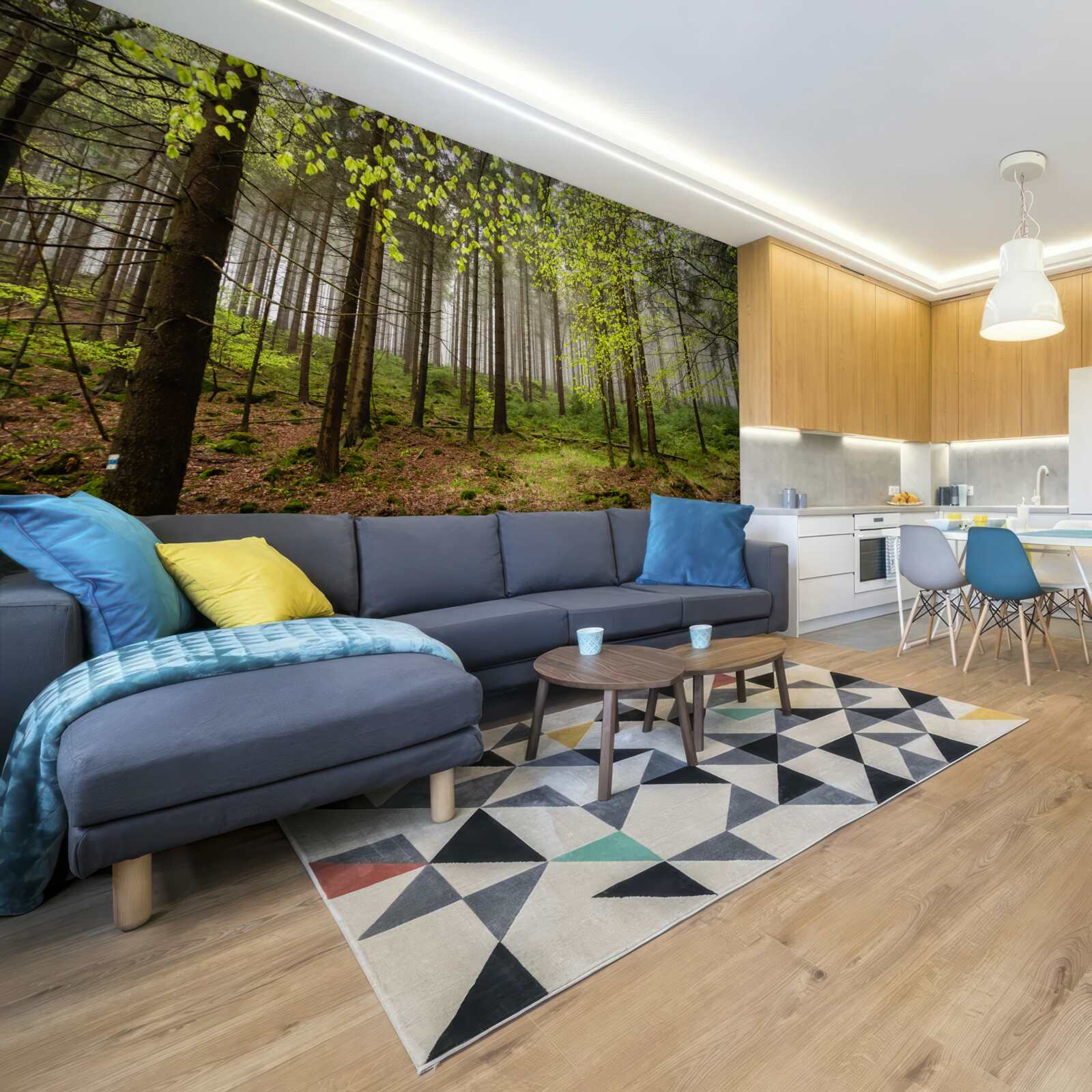 Fotobehang groen bos na regen