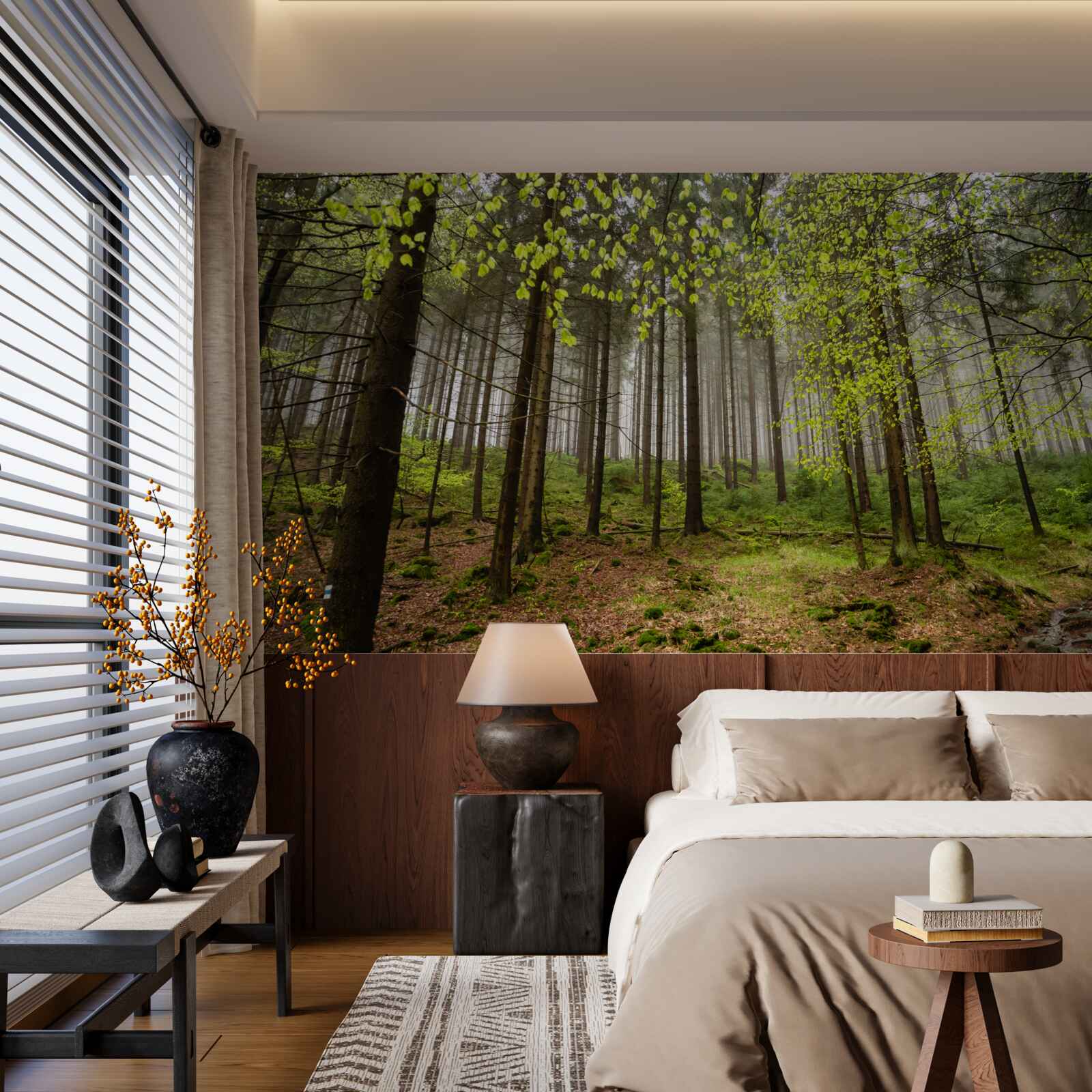 Fotobehang groen bos na regen