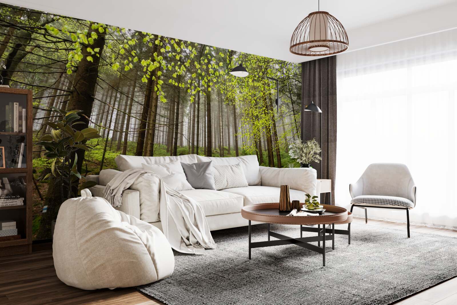 Fotobehang groen bos na regen