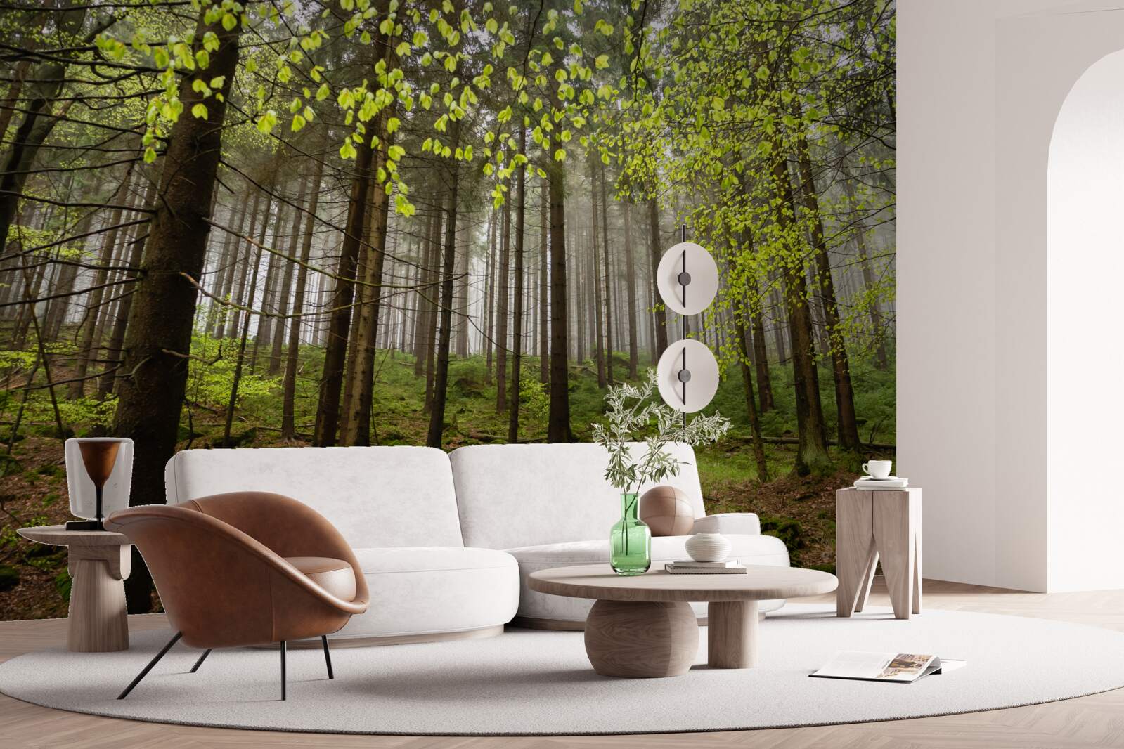 Fotobehang groen bos na regen