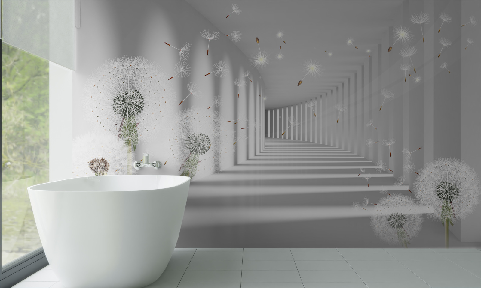 Fotobehang een eindeloze tunnel bezaaid met miljoenpoten