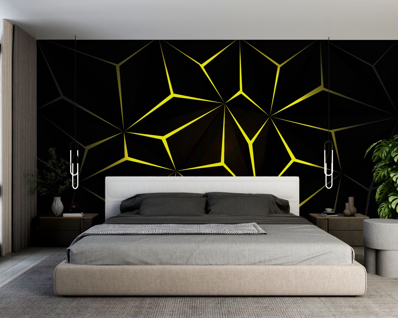 Fotobehang de letters zijn zwart met gele markering