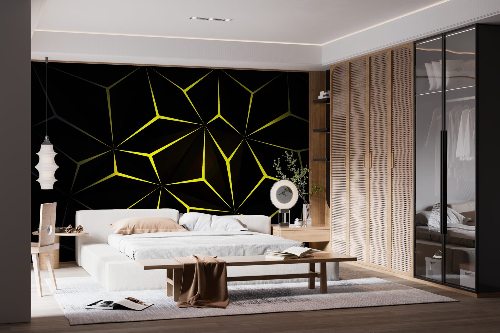 Fotobehang de letters zijn zwart met gele markering