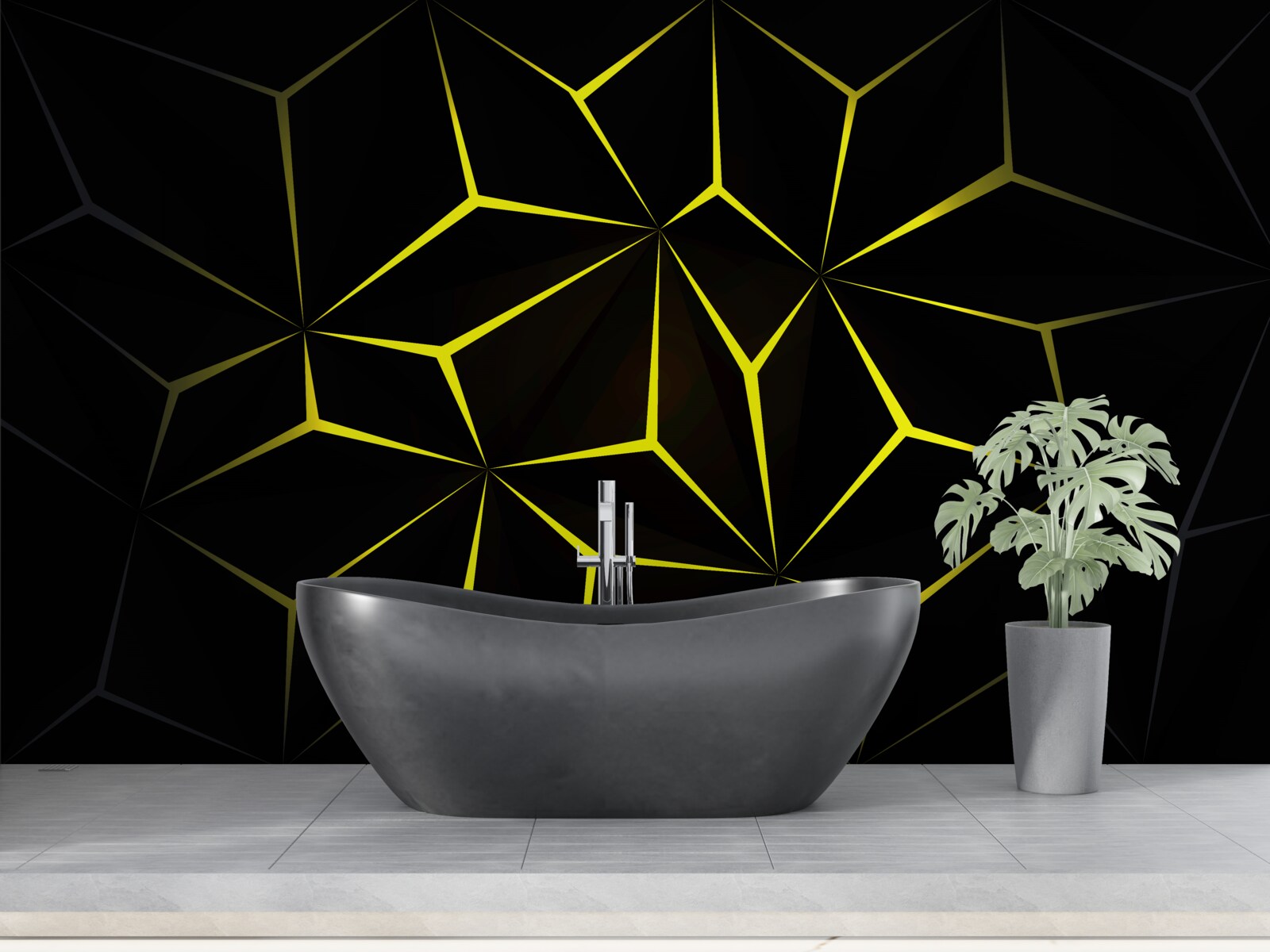 Fotobehang de letters zijn zwart met gele markering