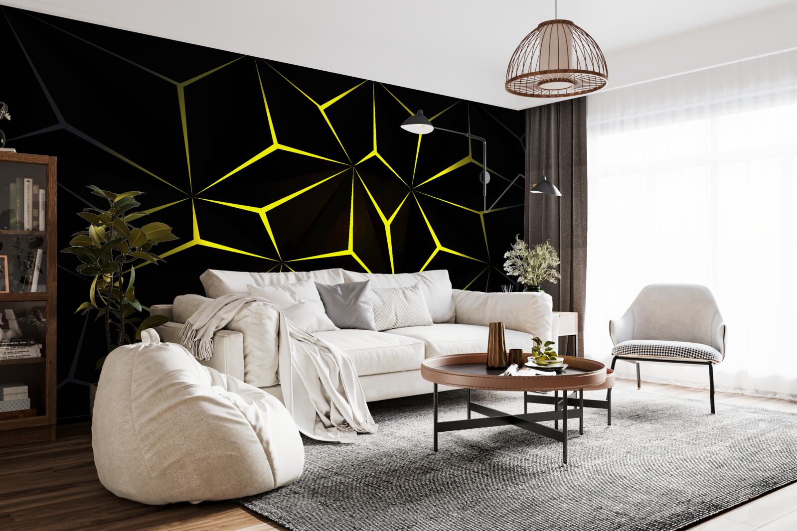 Fotobehang de letters zijn zwart met gele markering