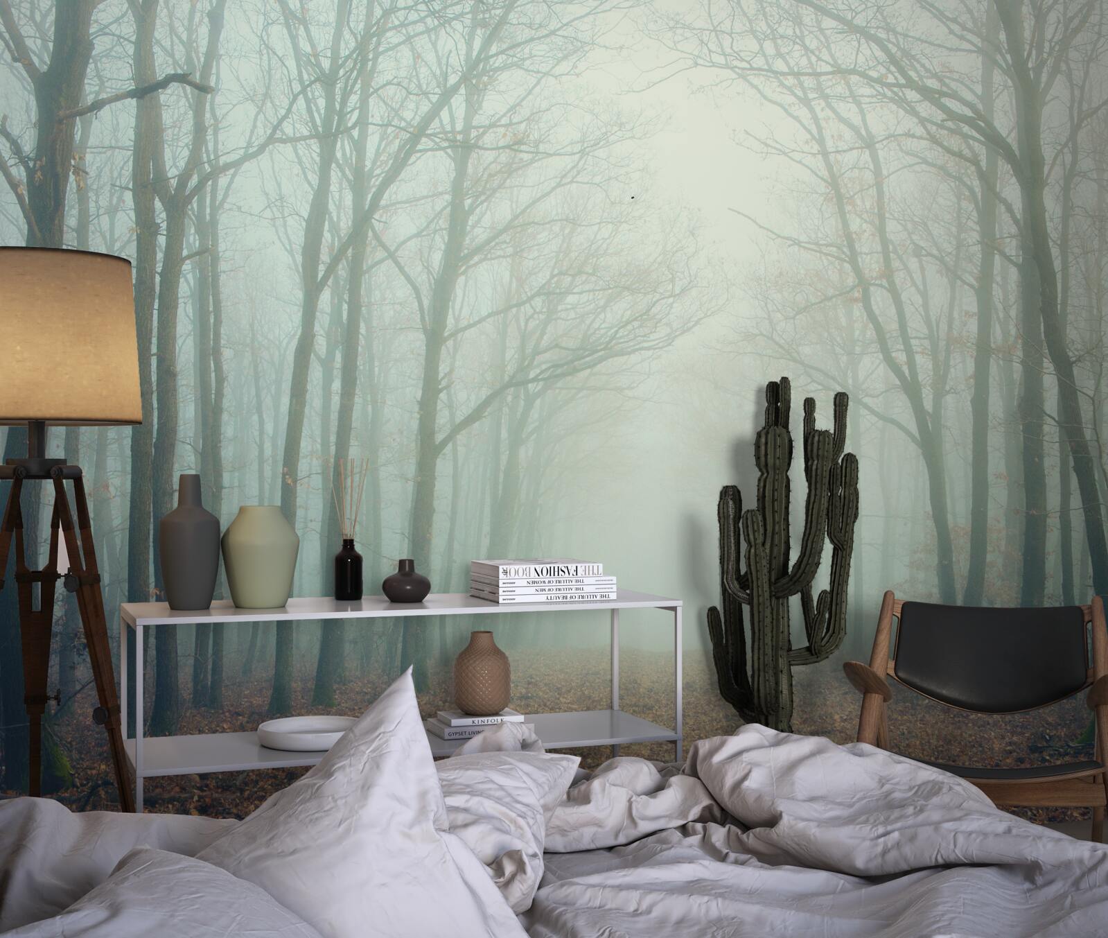 Fotobehang herfstpad, bedekt met koude