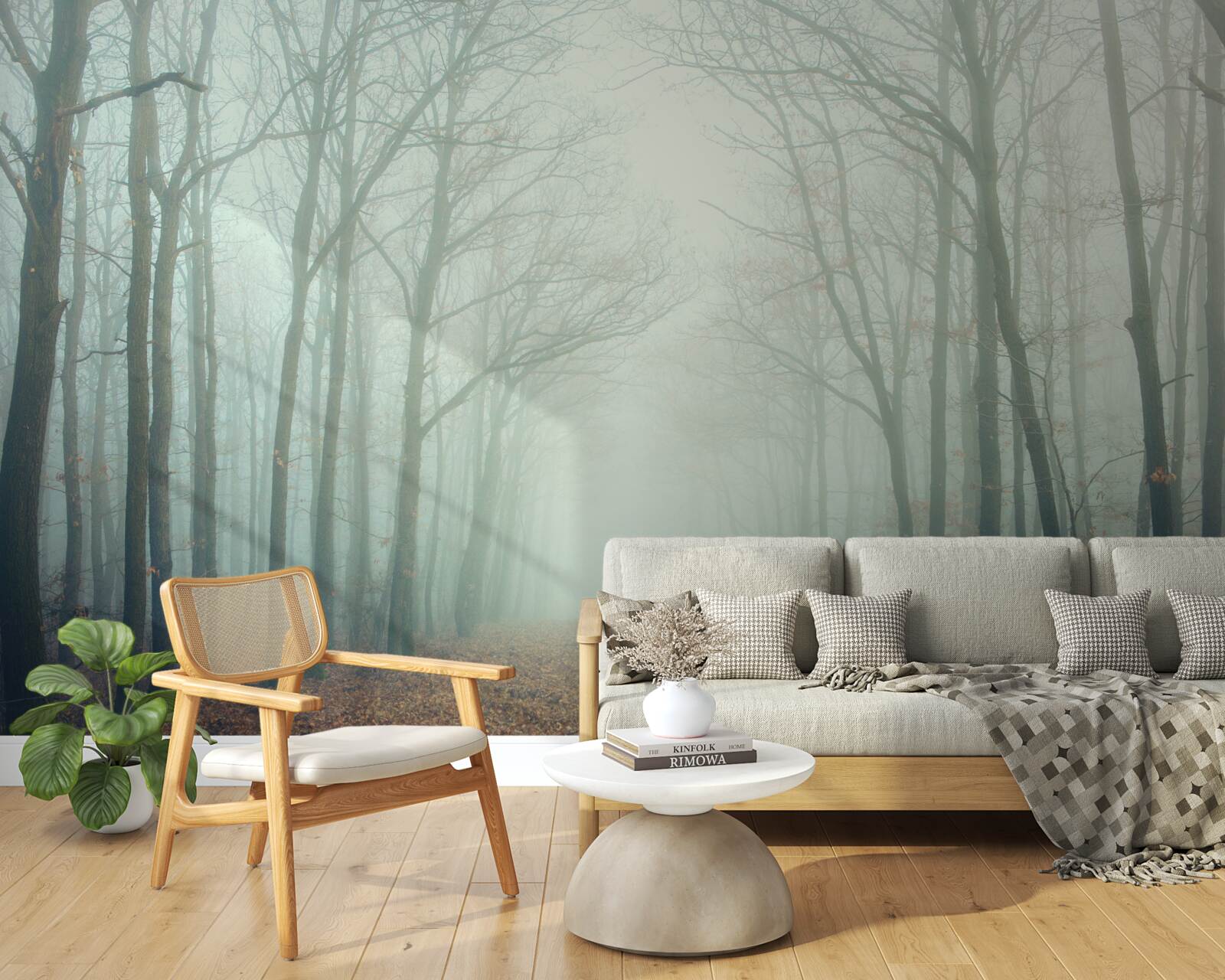 Fotobehang herfstpad, bedekt met koude