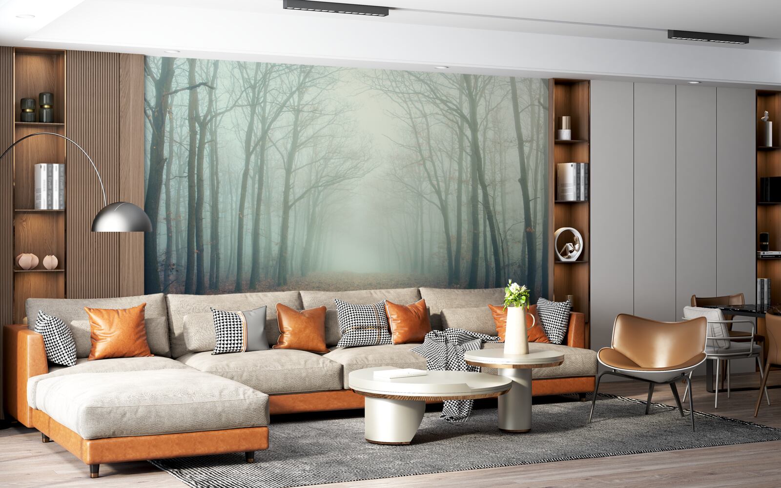 Fotobehang herfstpad, bedekt met koude