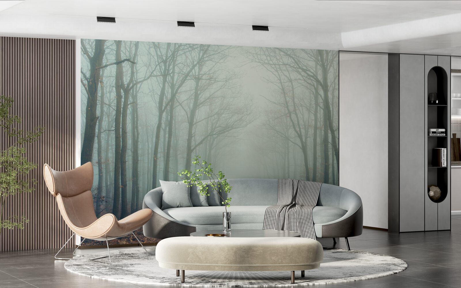 Fotobehang herfstpad, bedekt met koude