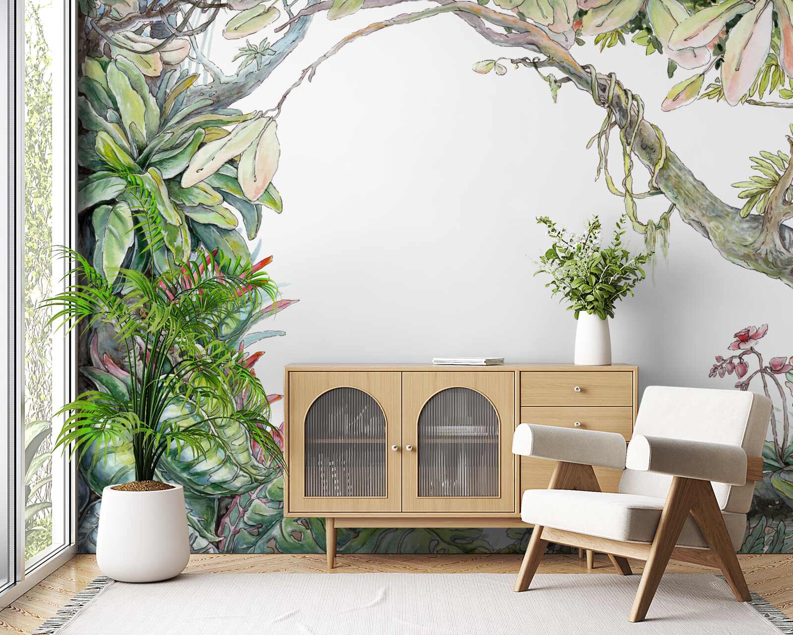 Fotobehang weelderig groen tropisch bos