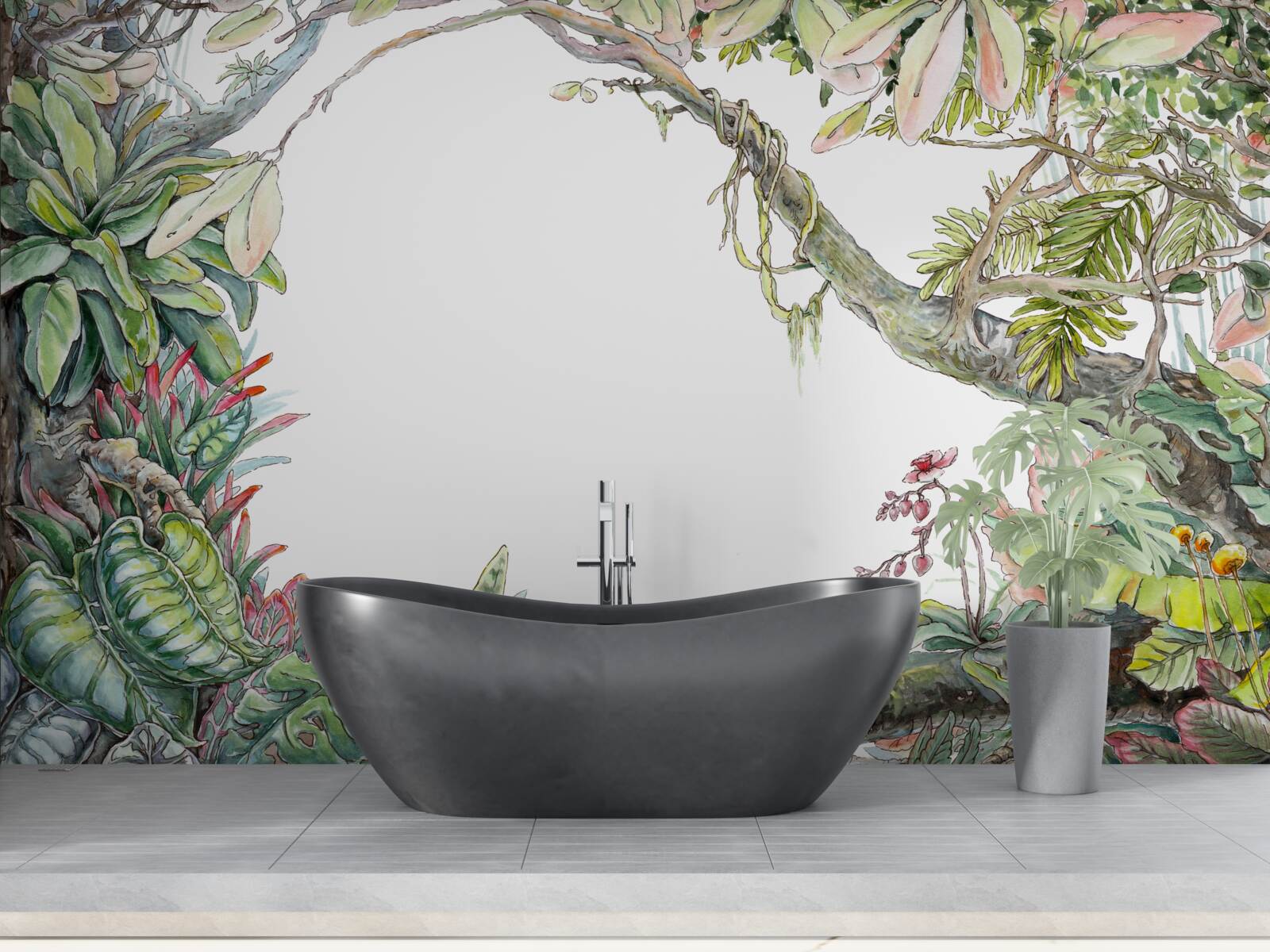 Fotobehang weelderig groen tropisch bos