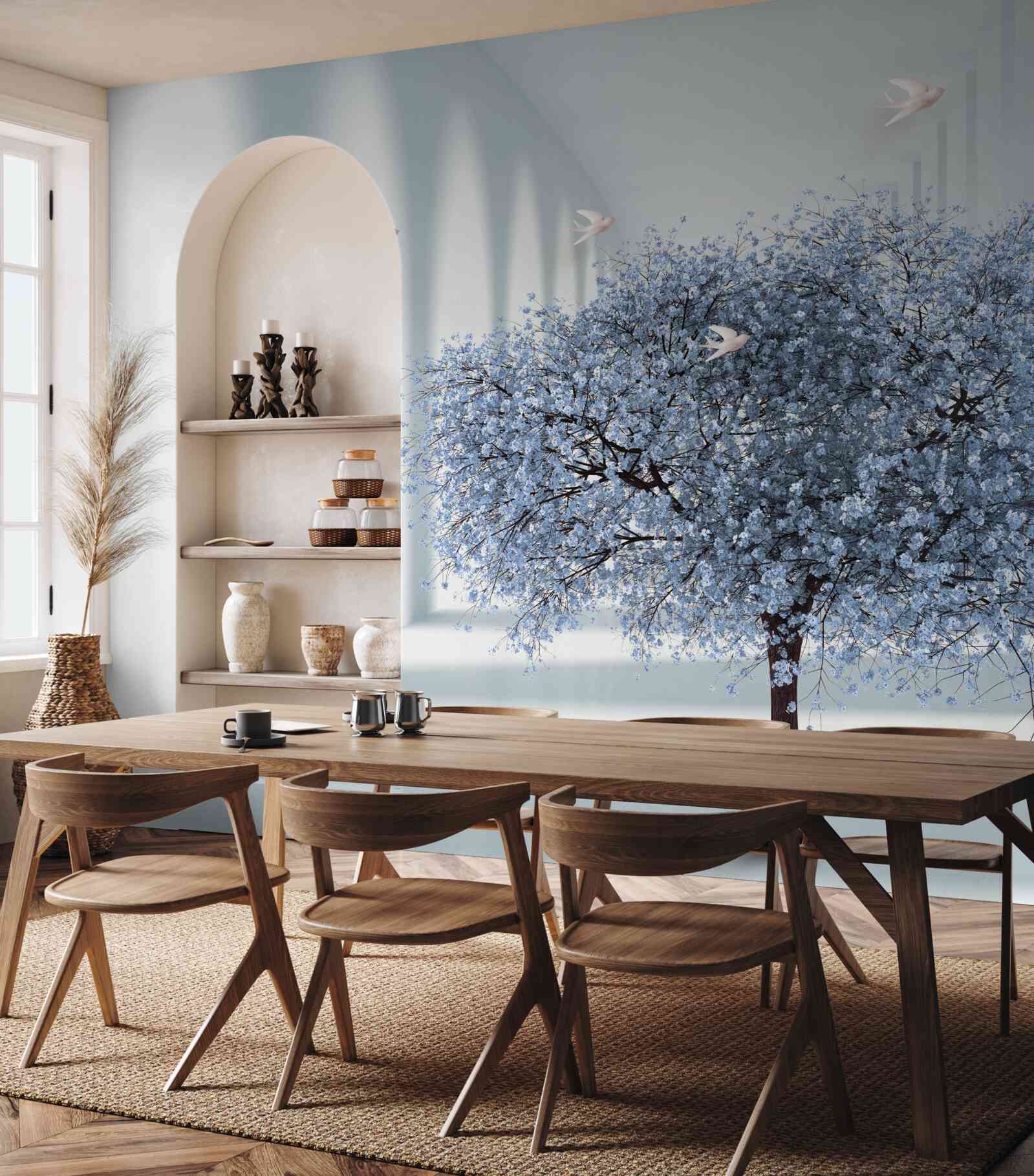 Fotobehang een boom in een bloeiende tunnel