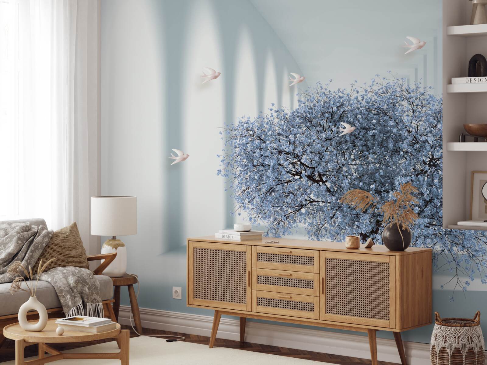 Fotobehang een boom in een bloeiende tunnel