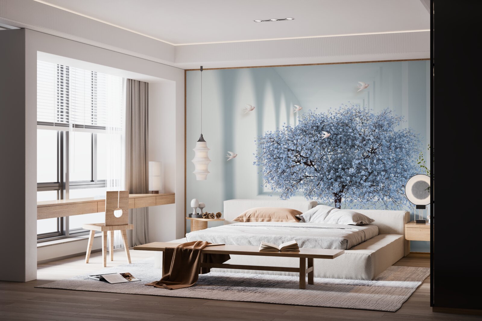 Fotobehang een boom in een bloeiende tunnel