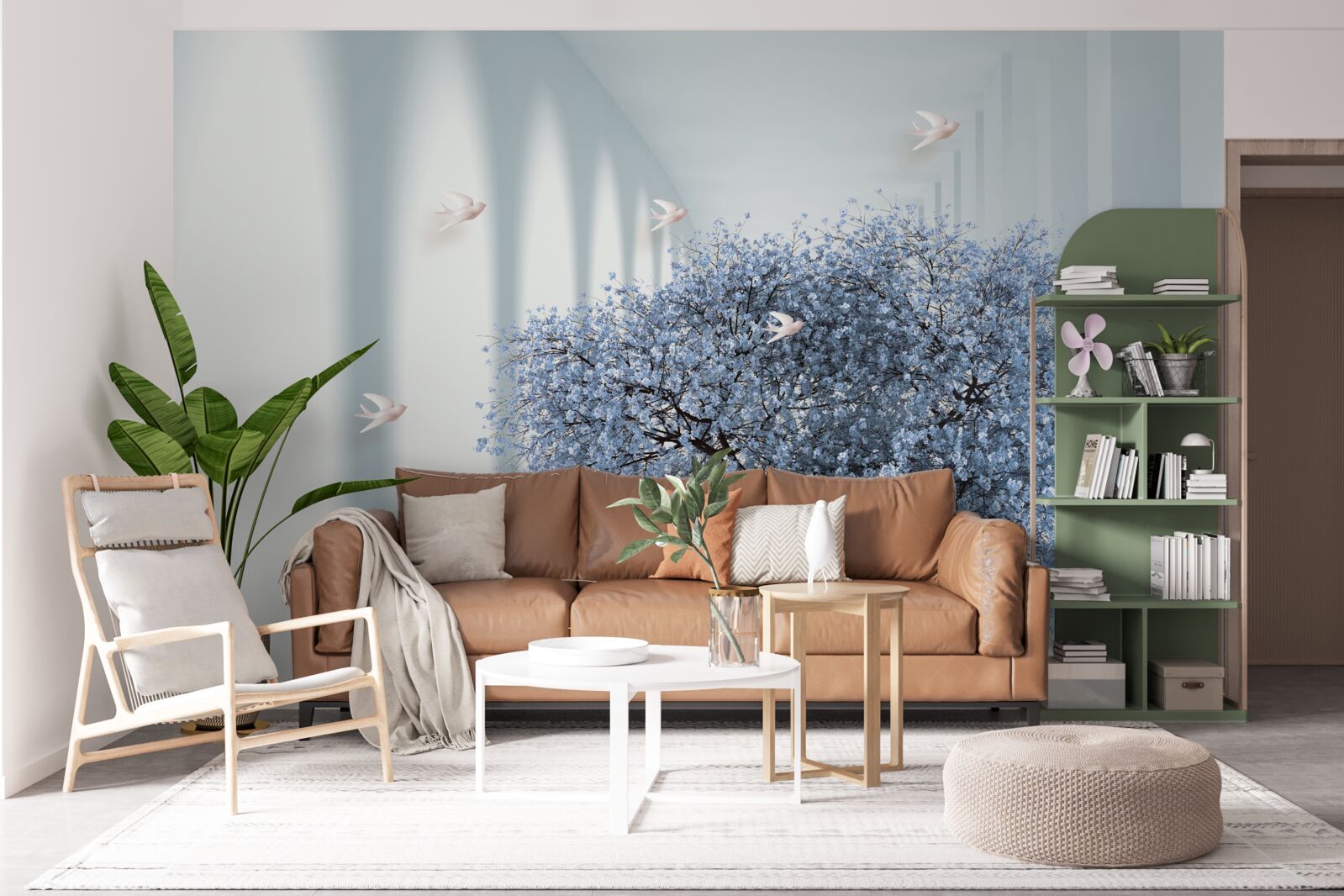 Fotobehang een boom in een bloeiende tunnel