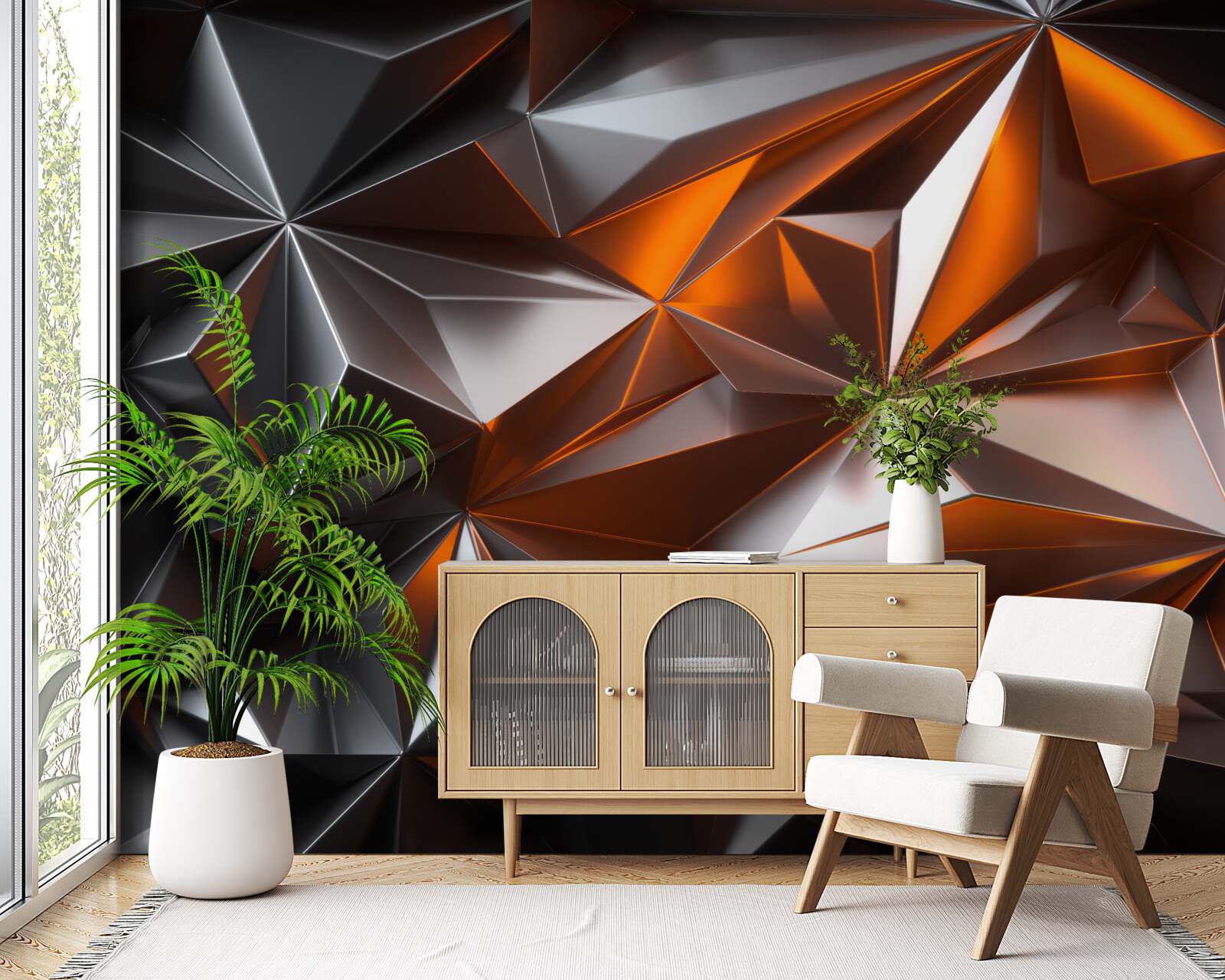 Fotobehang yantra-geometrie op een donkere achtergrond