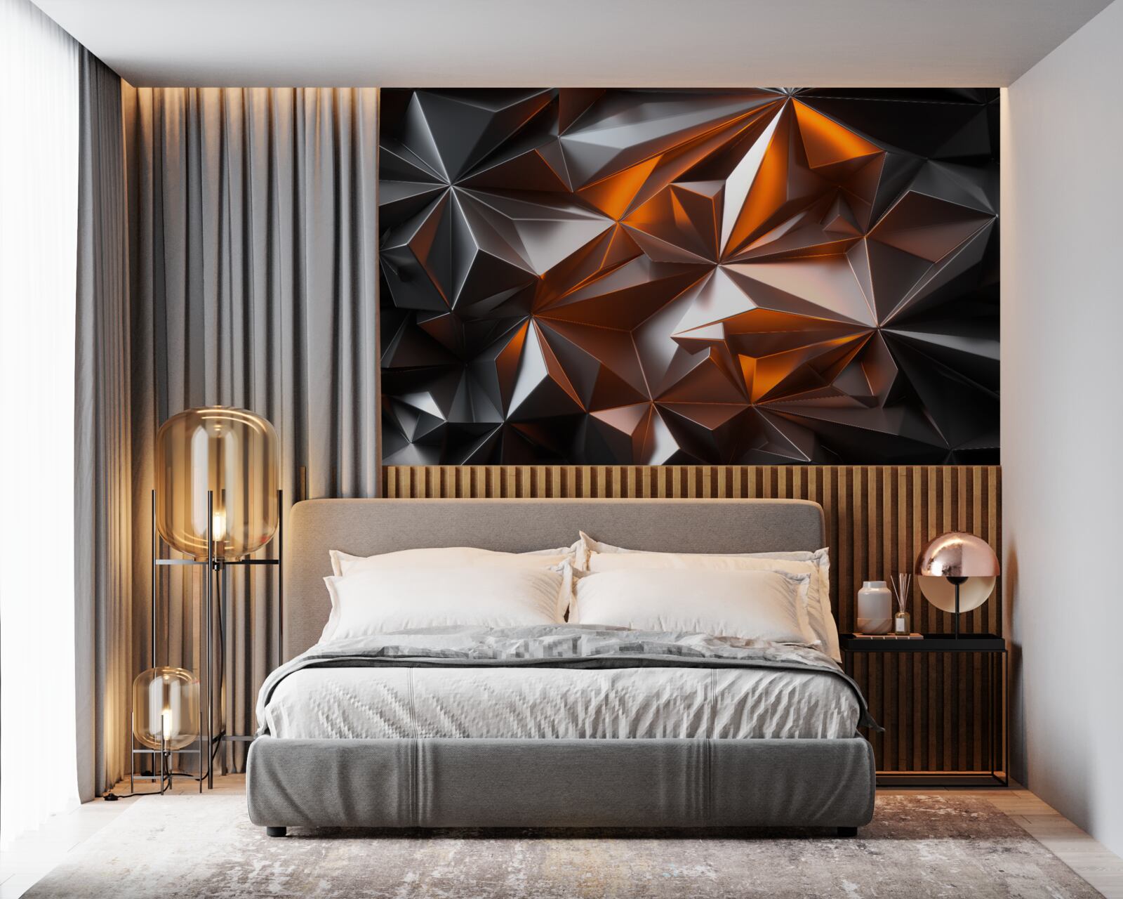 Fotobehang yantra-geometrie op een donkere achtergrond