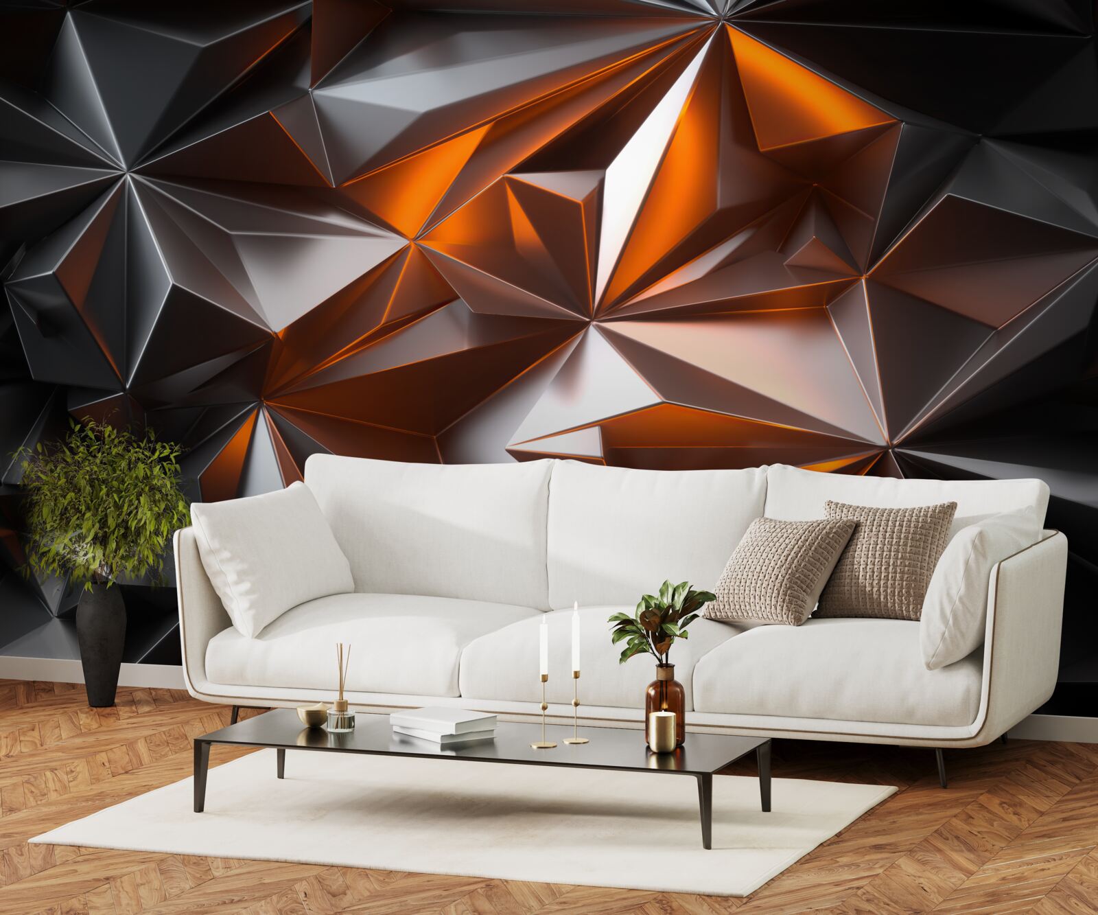 Fotobehang yantra-geometrie op een donkere achtergrond