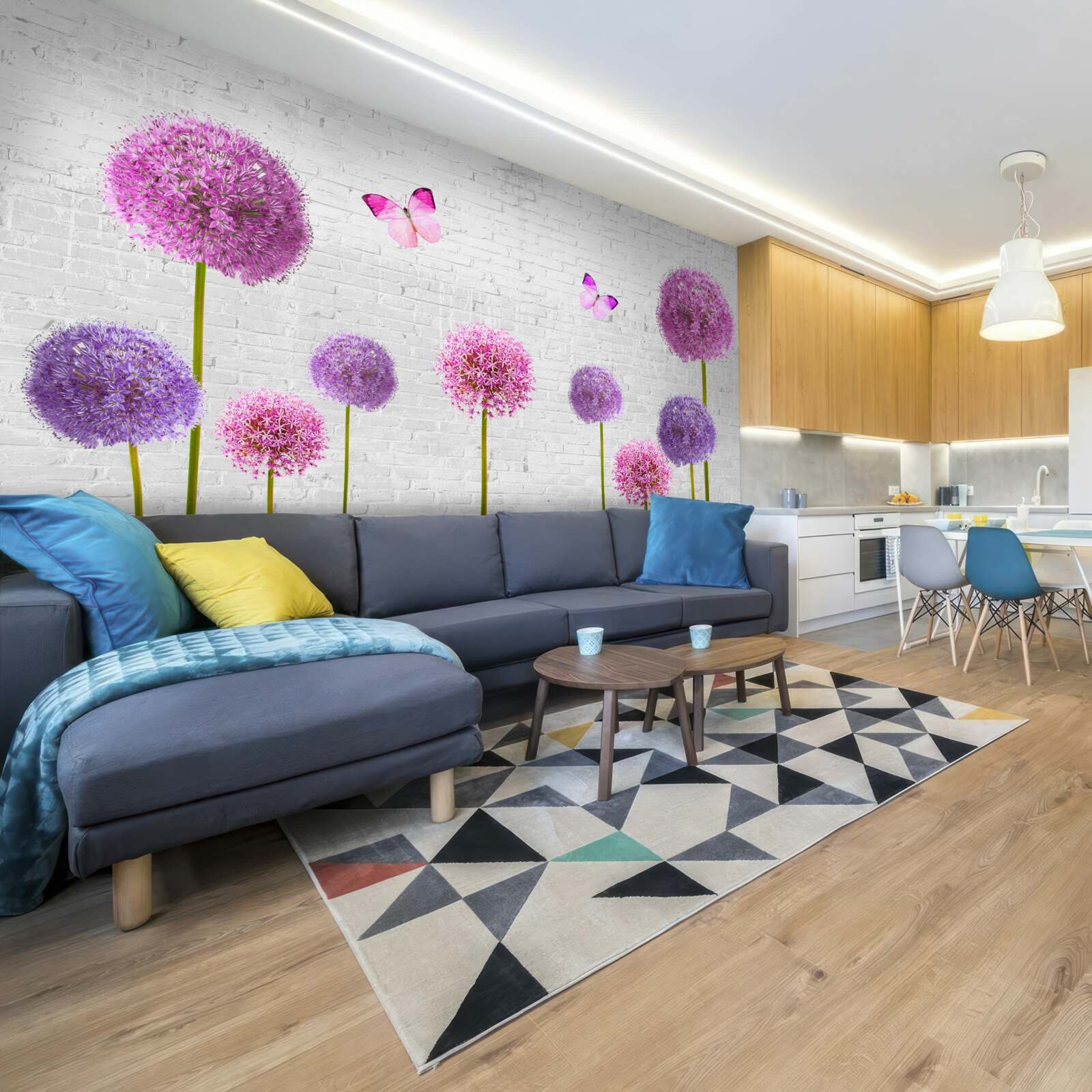 Fotobehang pluizige reeën in alle kleuren