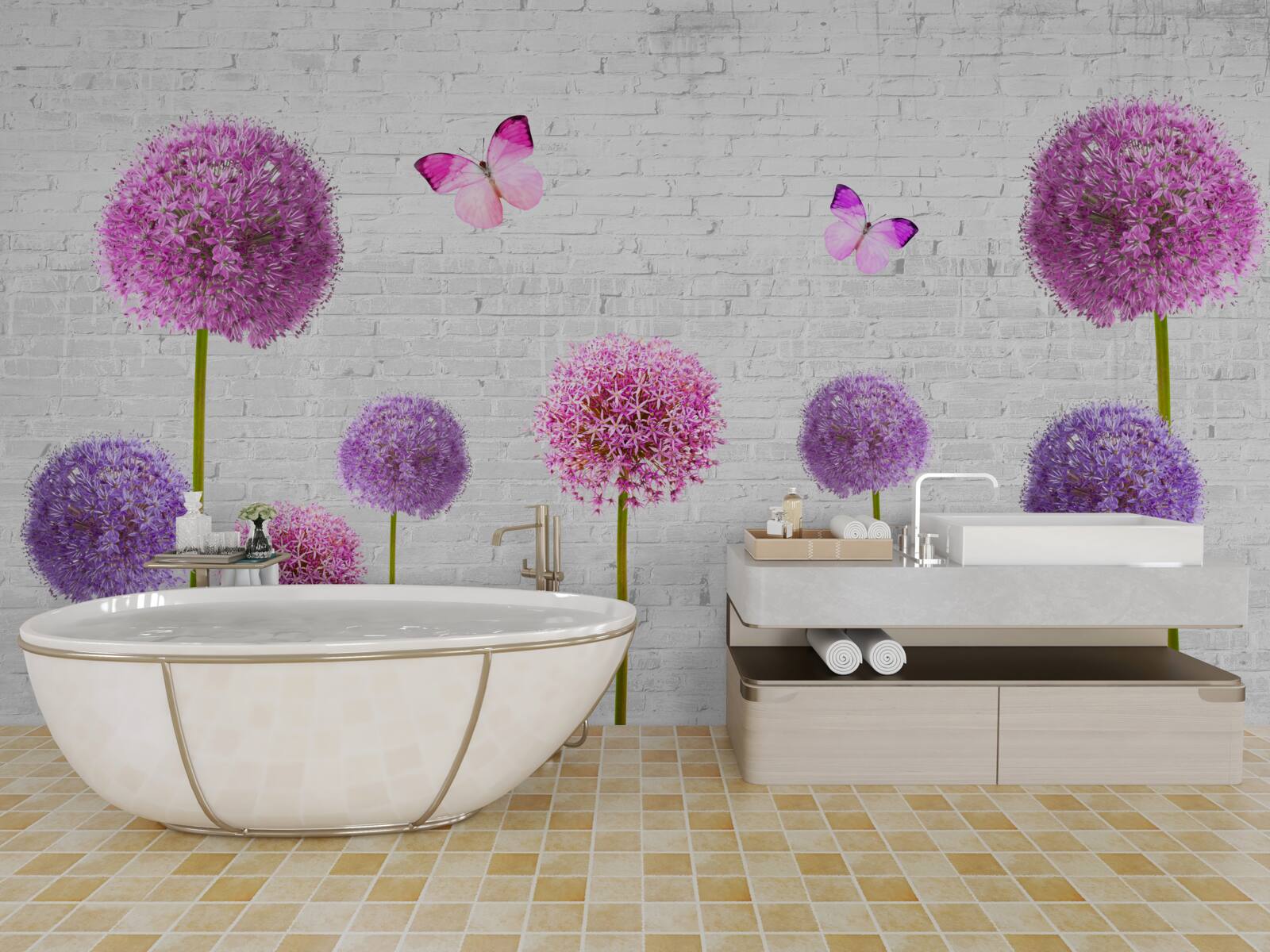 Fotobehang pluizige reeën in alle kleuren