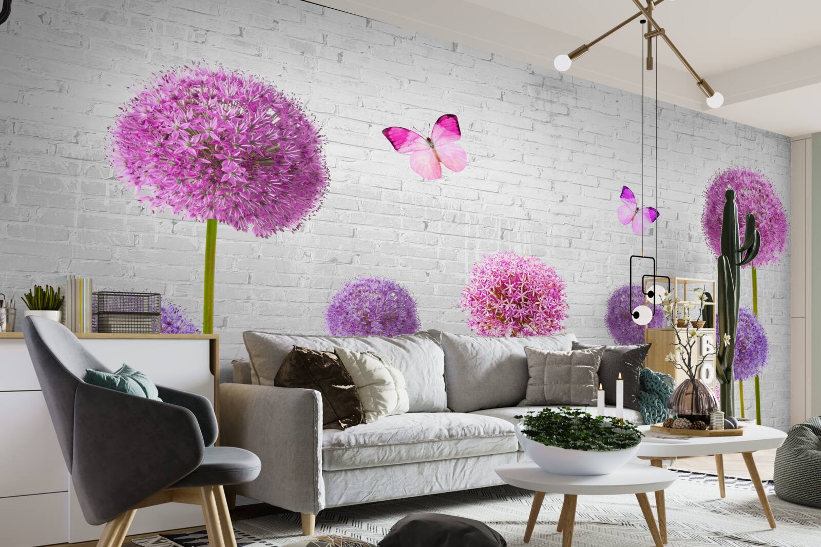 Fotobehang pluizige reeën in alle kleuren