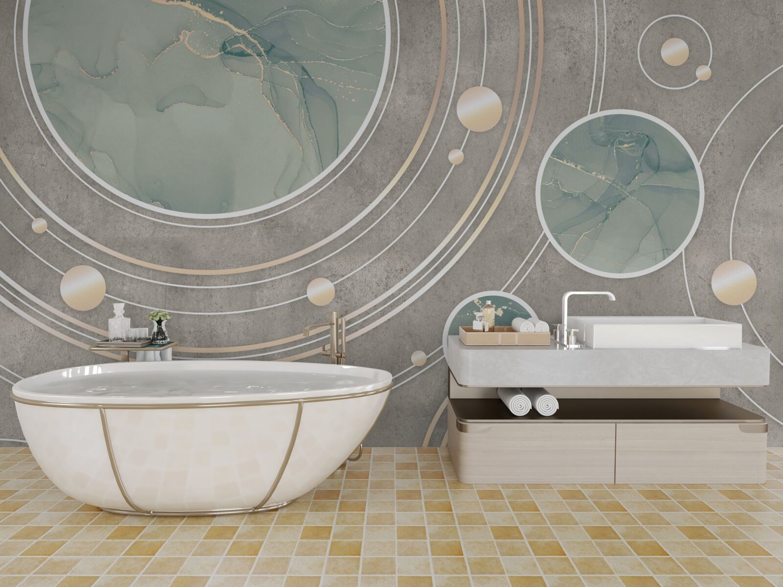 Fotobehang kosmische abstracte cirkels