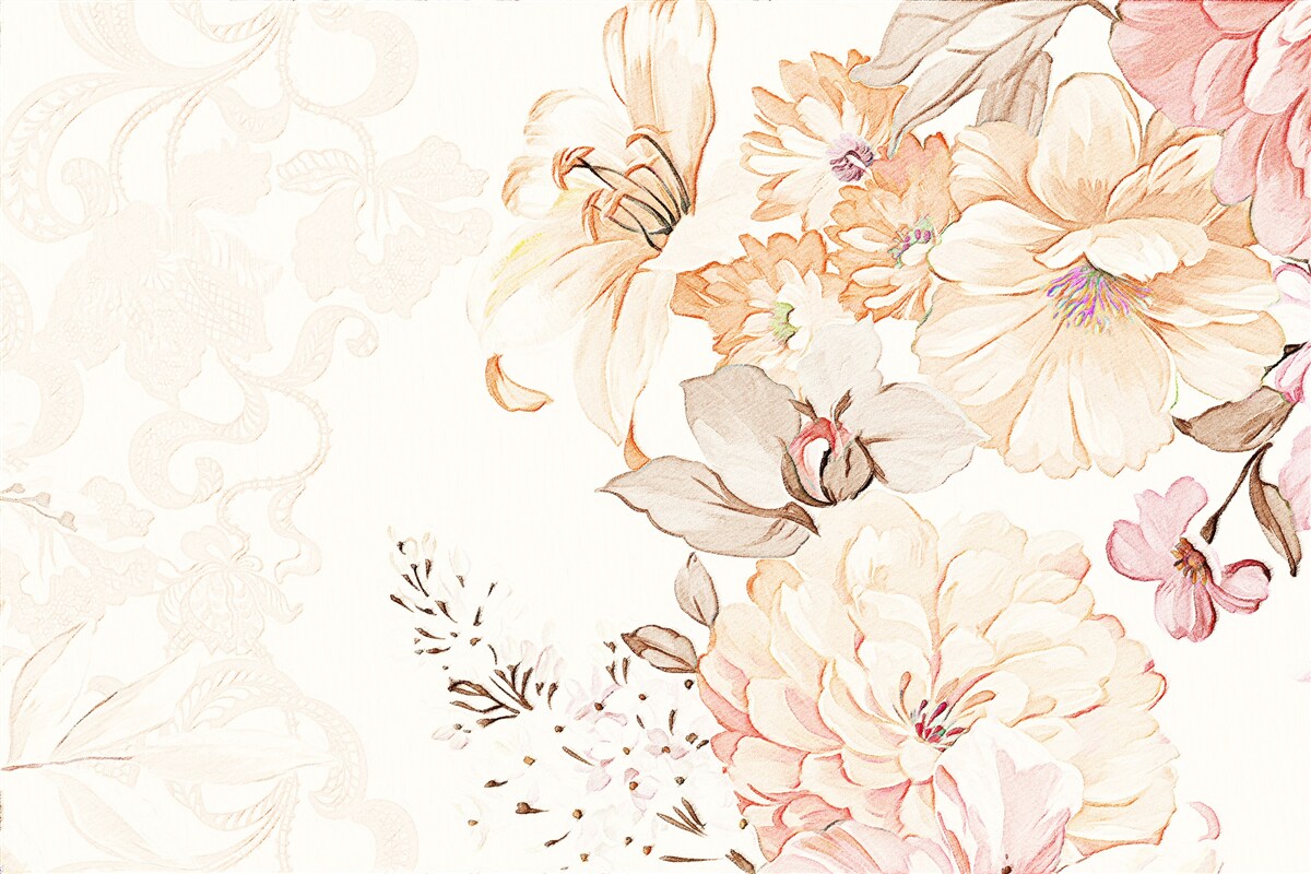 Fotobehang compositie met aquarelbloemen