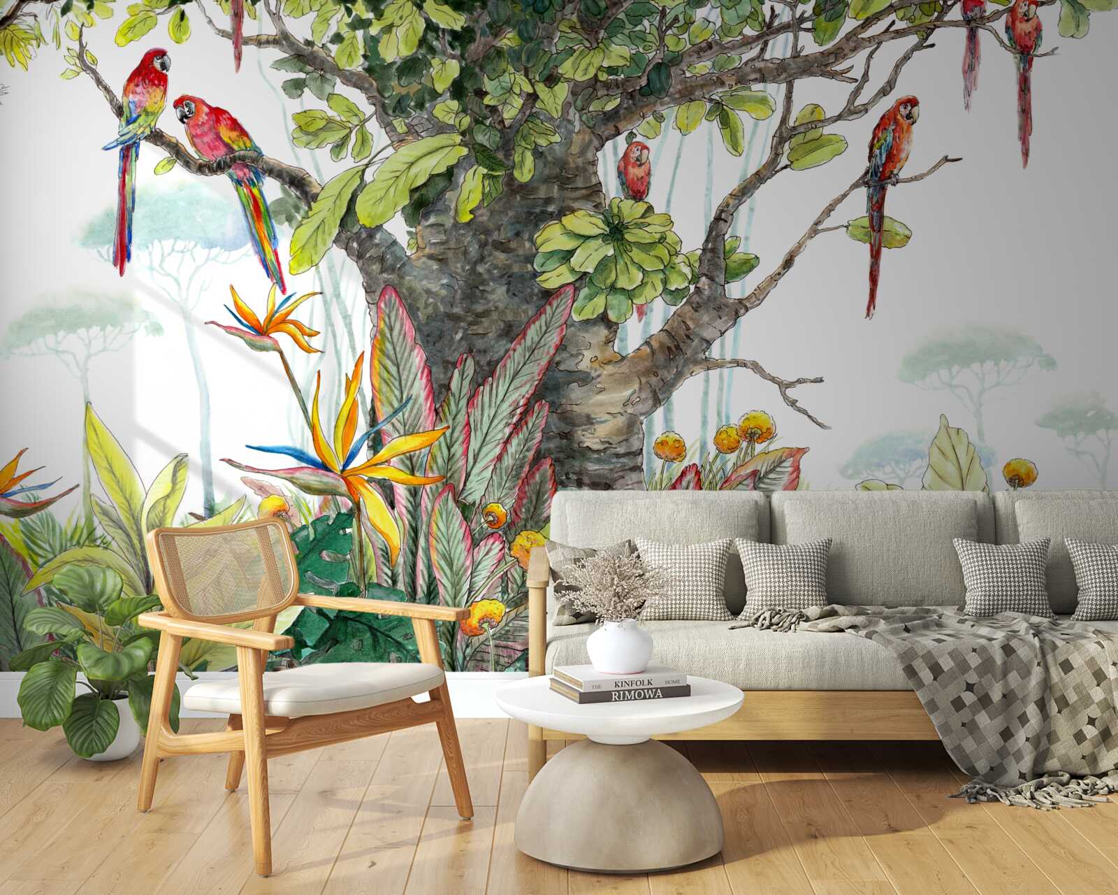 Fotobehang oude boom tussen het groen