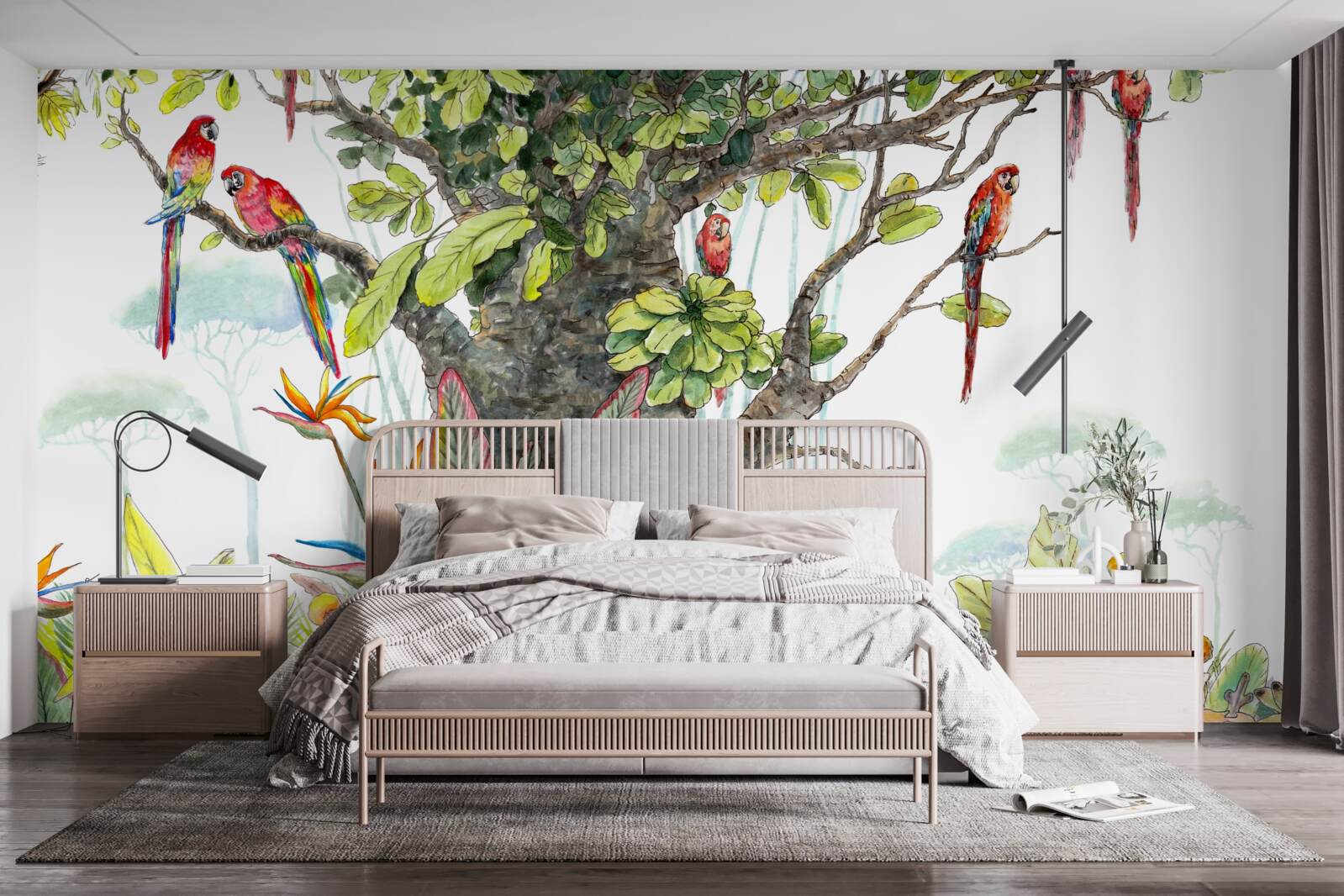 Fotobehang oude boom tussen het groen