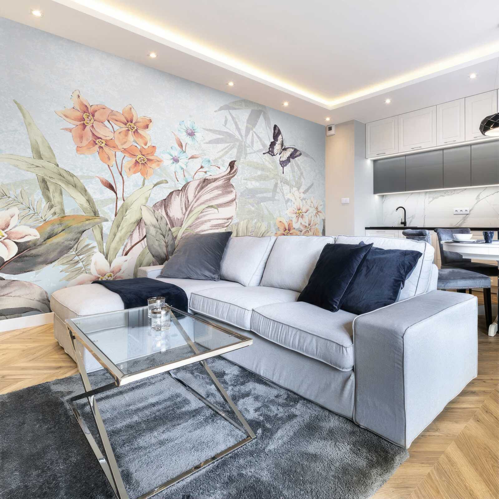 Fotobehang oerwoudbloemen op water