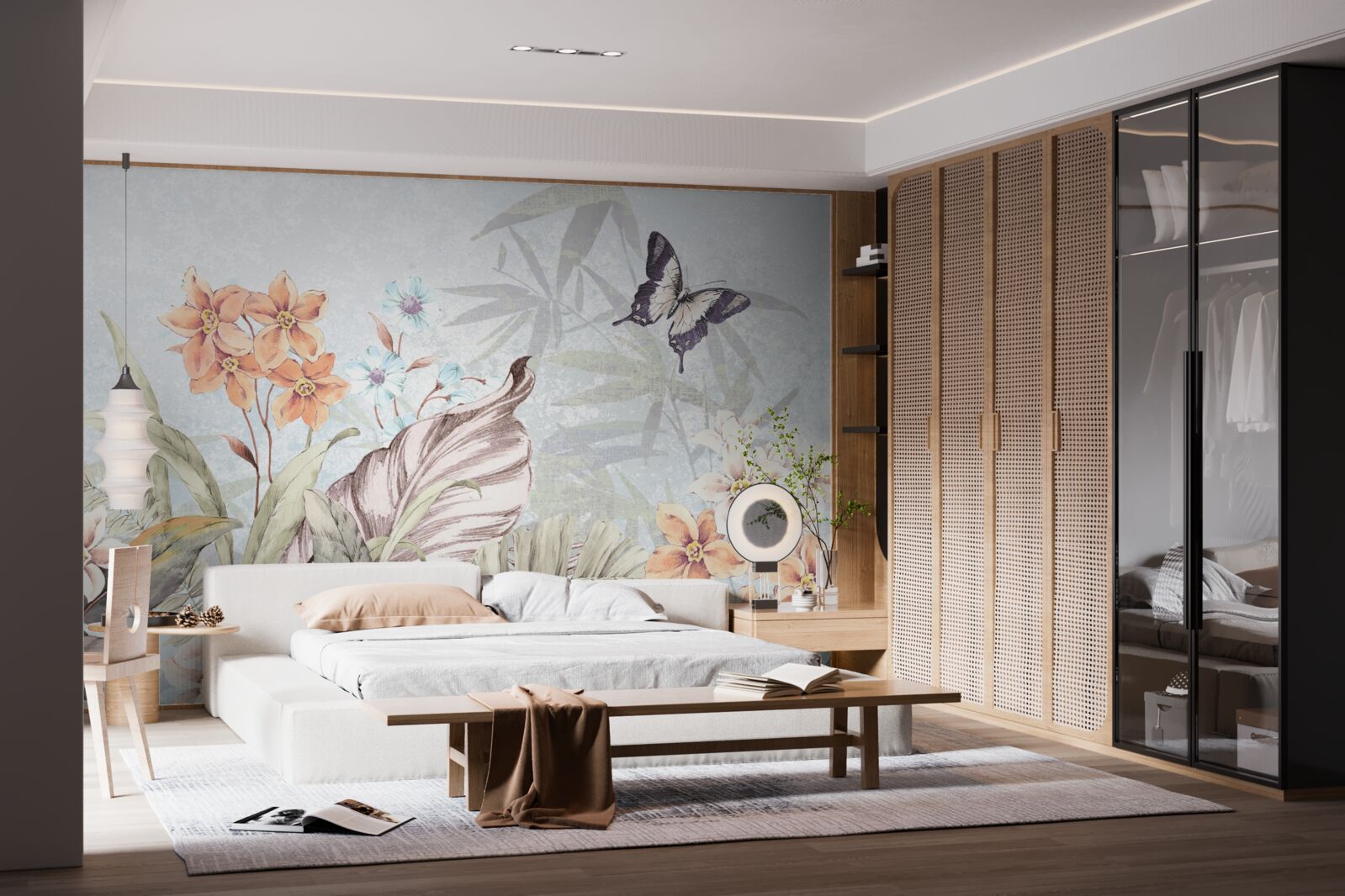 Fotobehang oerwoudbloemen op water