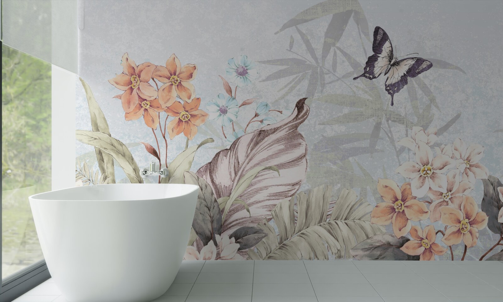 Fotobehang oerwoudbloemen op water