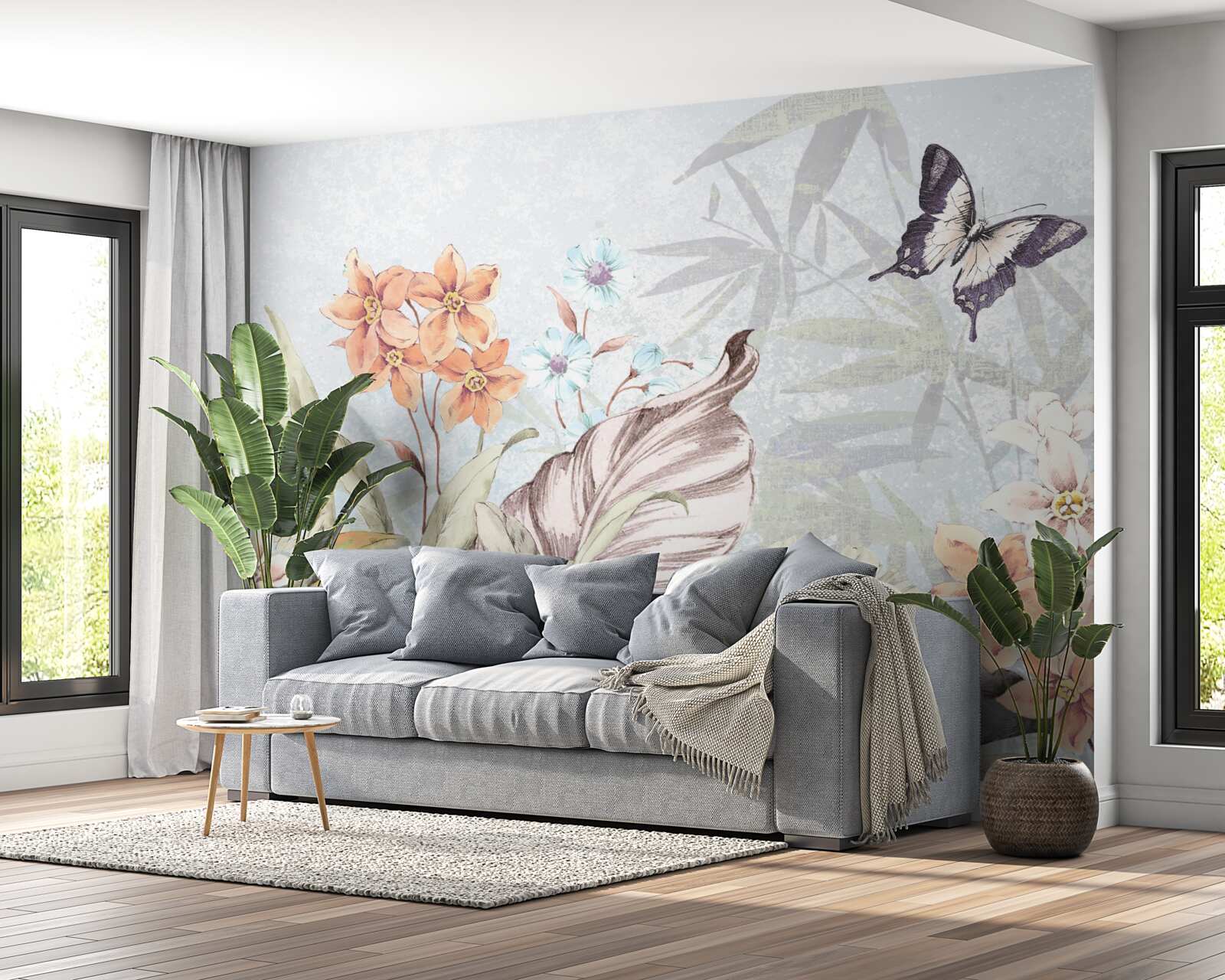 Fotobehang oerwoudbloemen op water