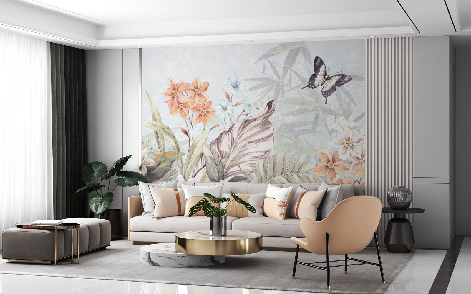 Fotobehang oerwoudbloemen op water