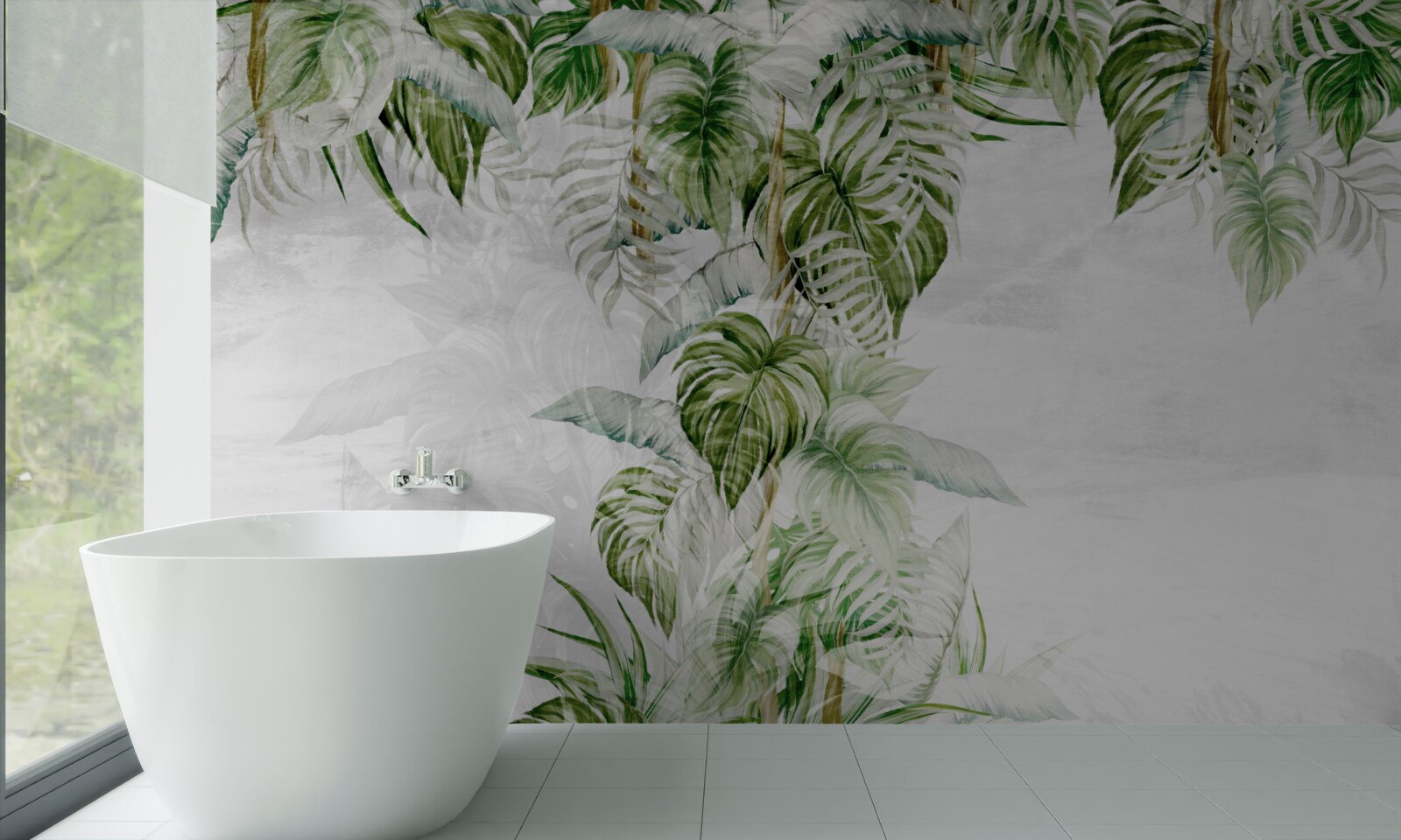 Fotobehang tropische groene bladeren