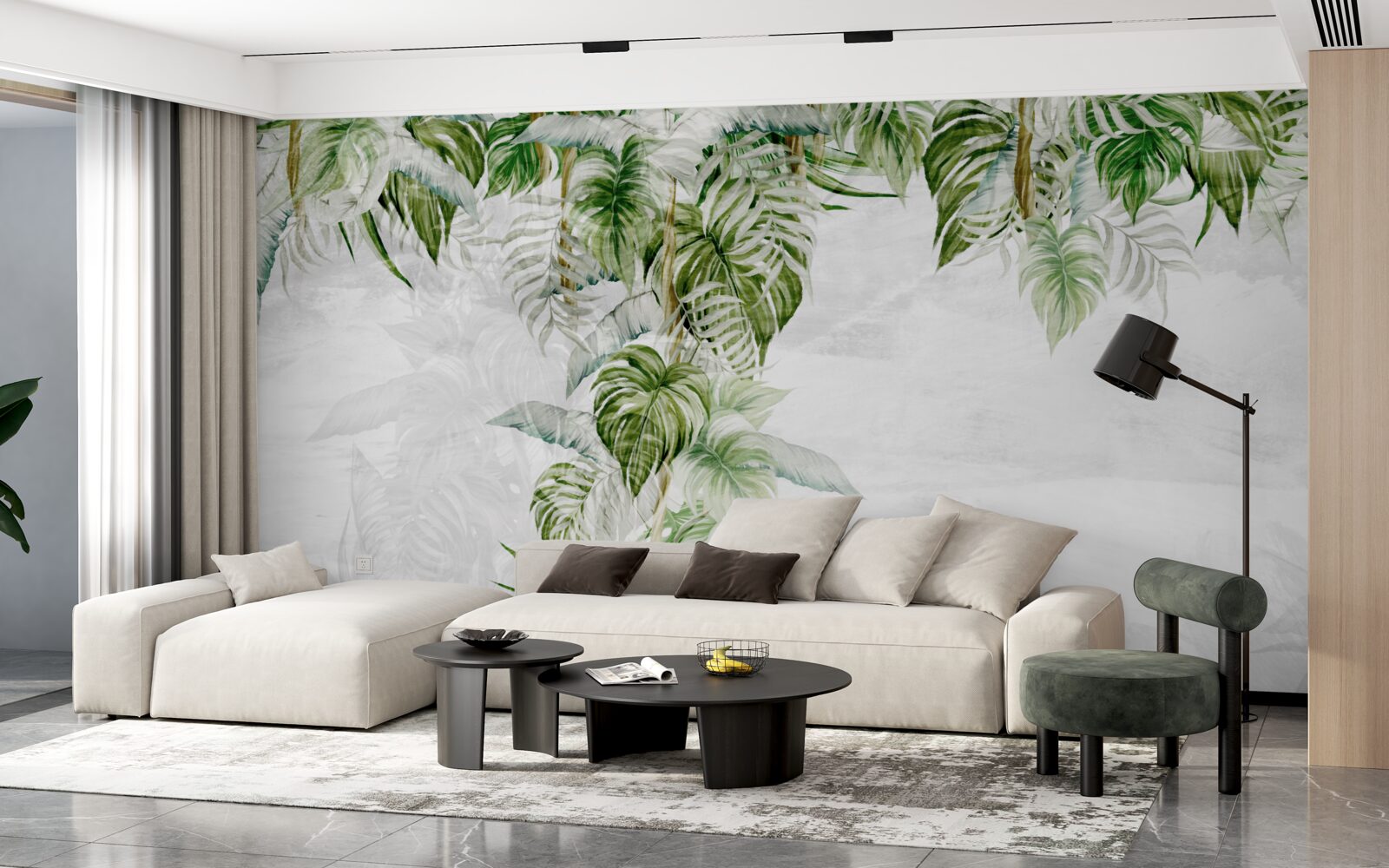 Fotobehang tropische groene bladeren