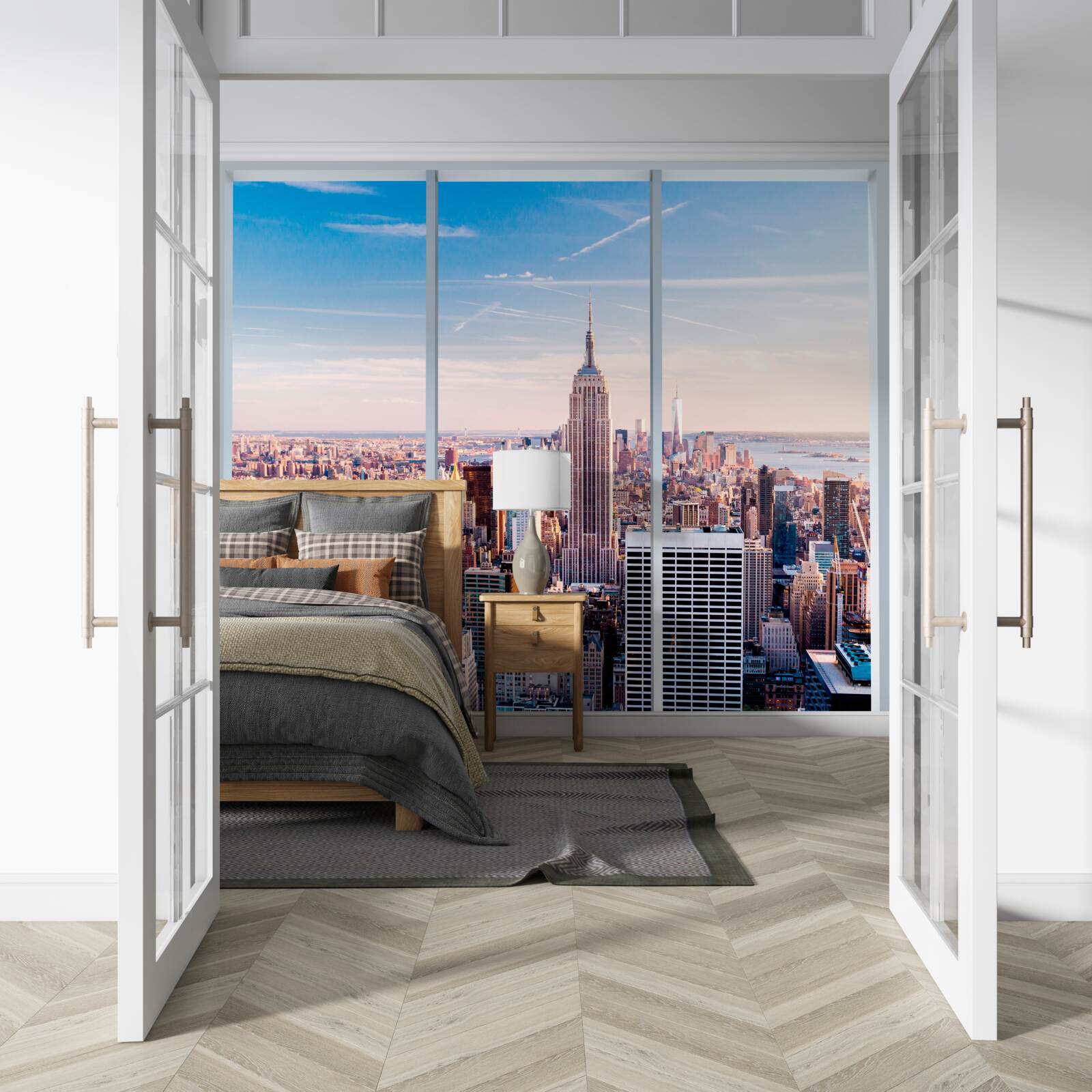 Fotobehang uitzicht op de metropool vanuit het raam