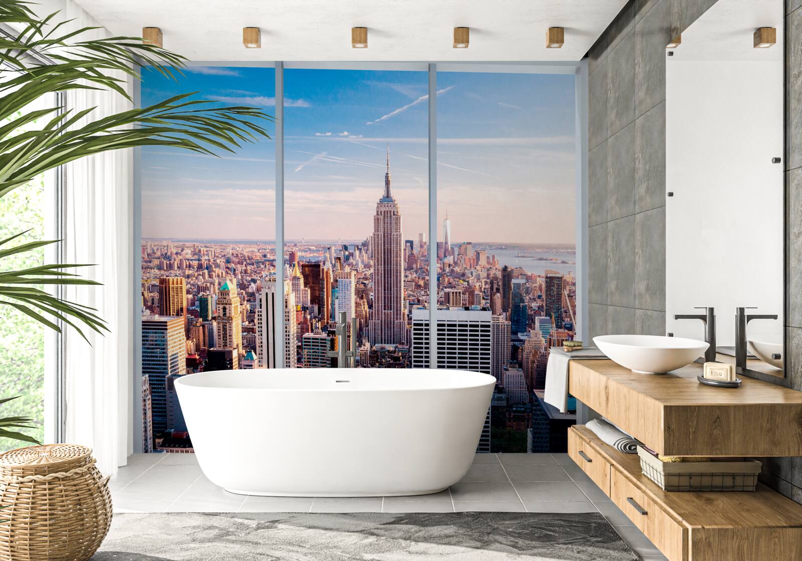 Fotobehang uitzicht op de metropool vanuit het raam