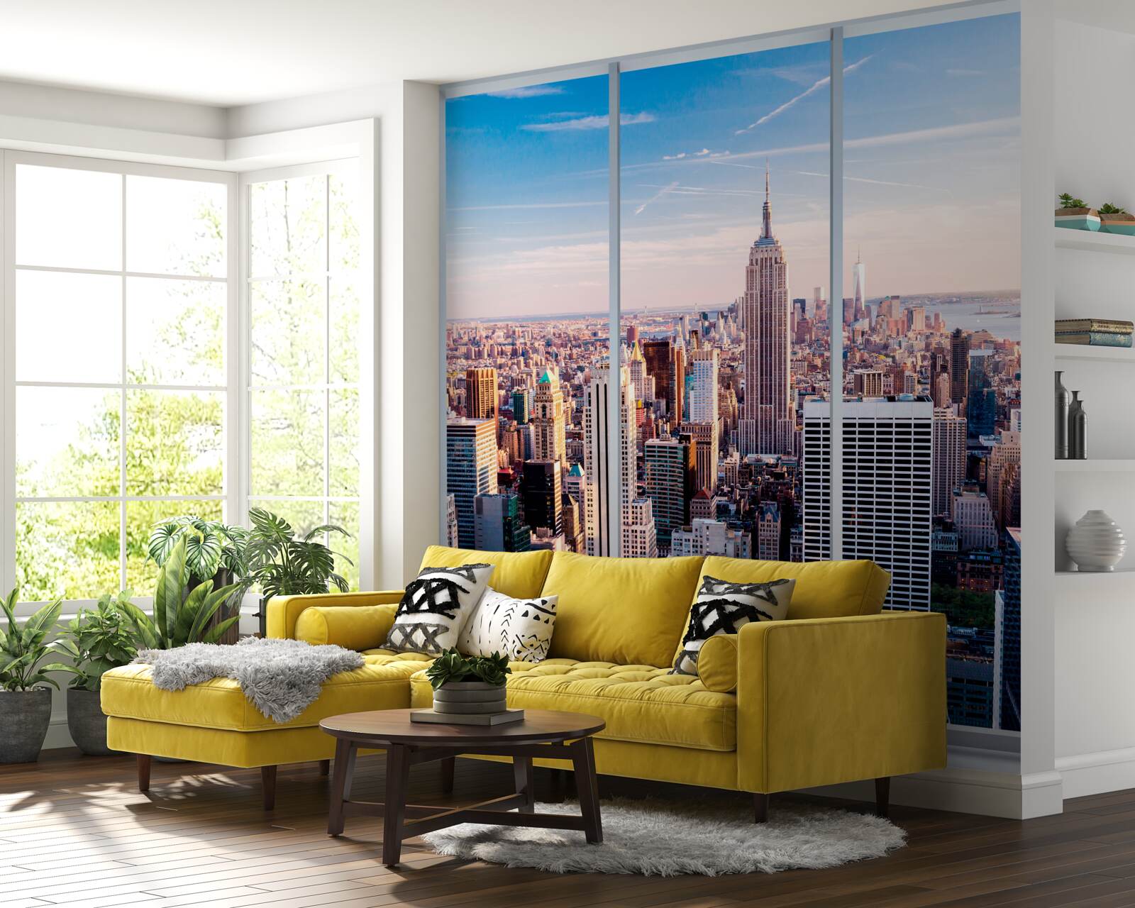 Fotobehang uitzicht op de metropool vanuit het raam