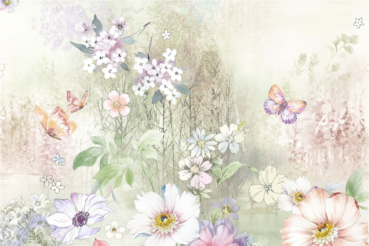 Fotobehang assortiment weidebloemen