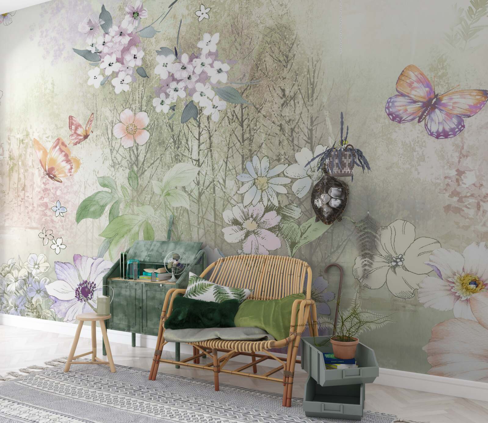 Fotobehang assortiment weidebloemen