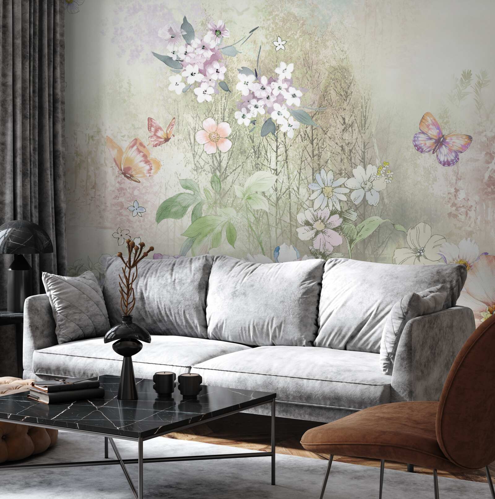 Fotobehang assortiment weidebloemen