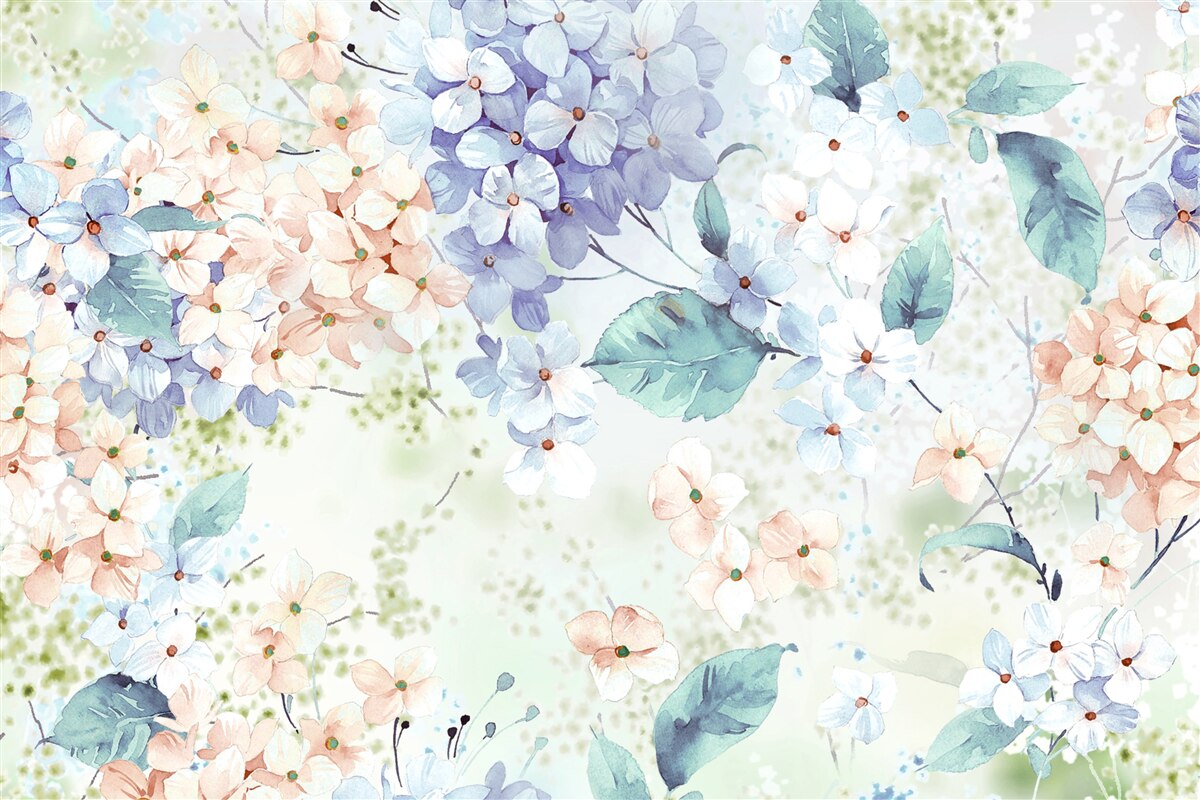 Fotobehang hortensiabloemen bloeien helder in de lente