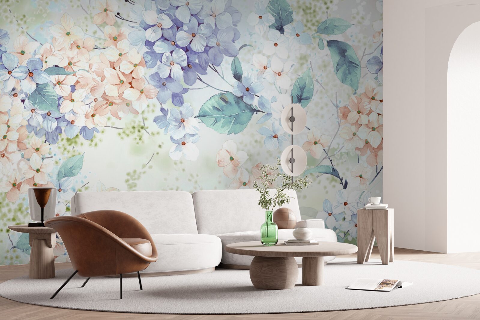 Fotobehang hortensiabloemen bloeien helder in de lente