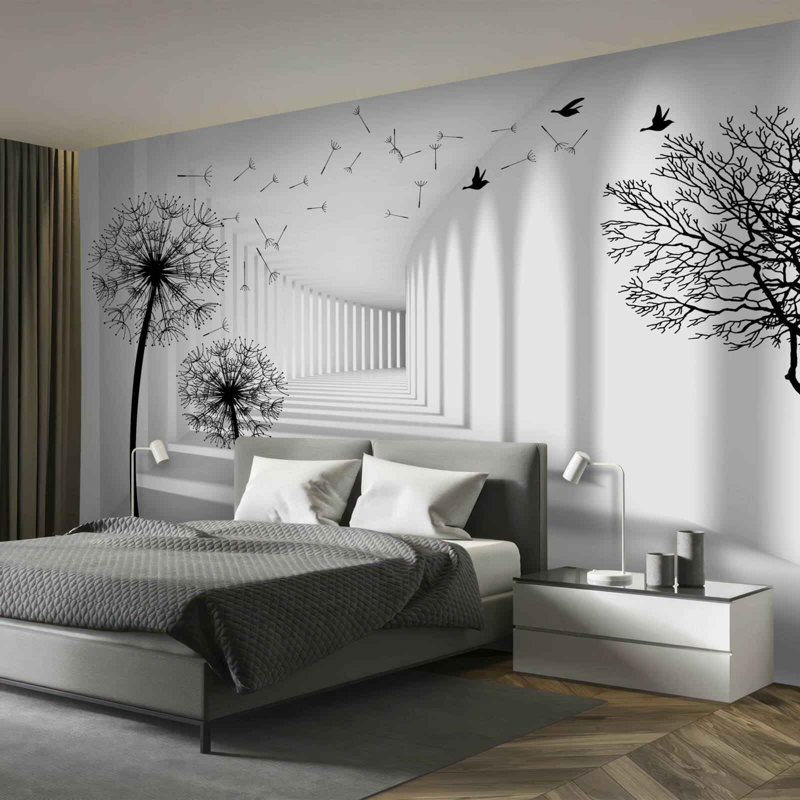 Fotobehang zwarte kuit en tunnel